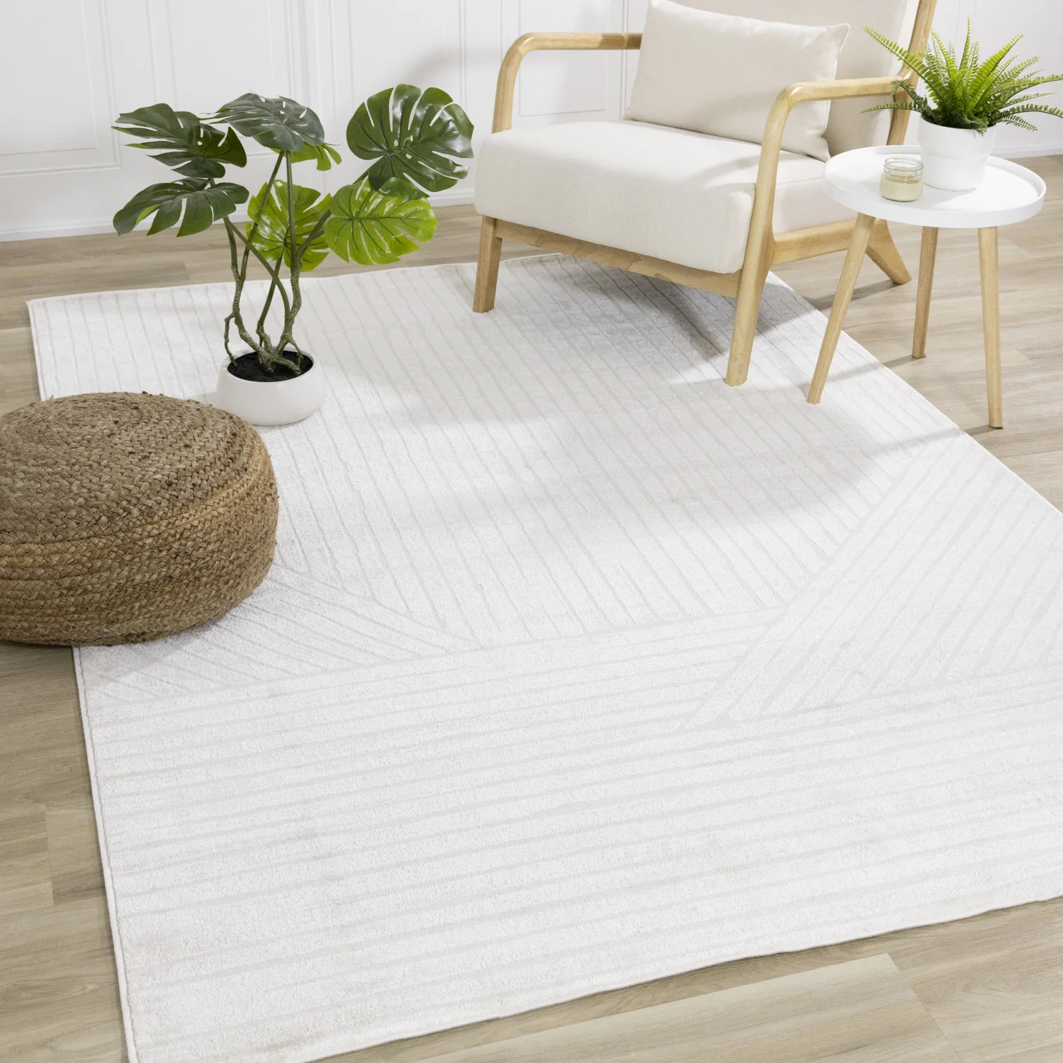 Hillary Modern Lines Area Rug - 8' X 11' - Cream - Image 2
