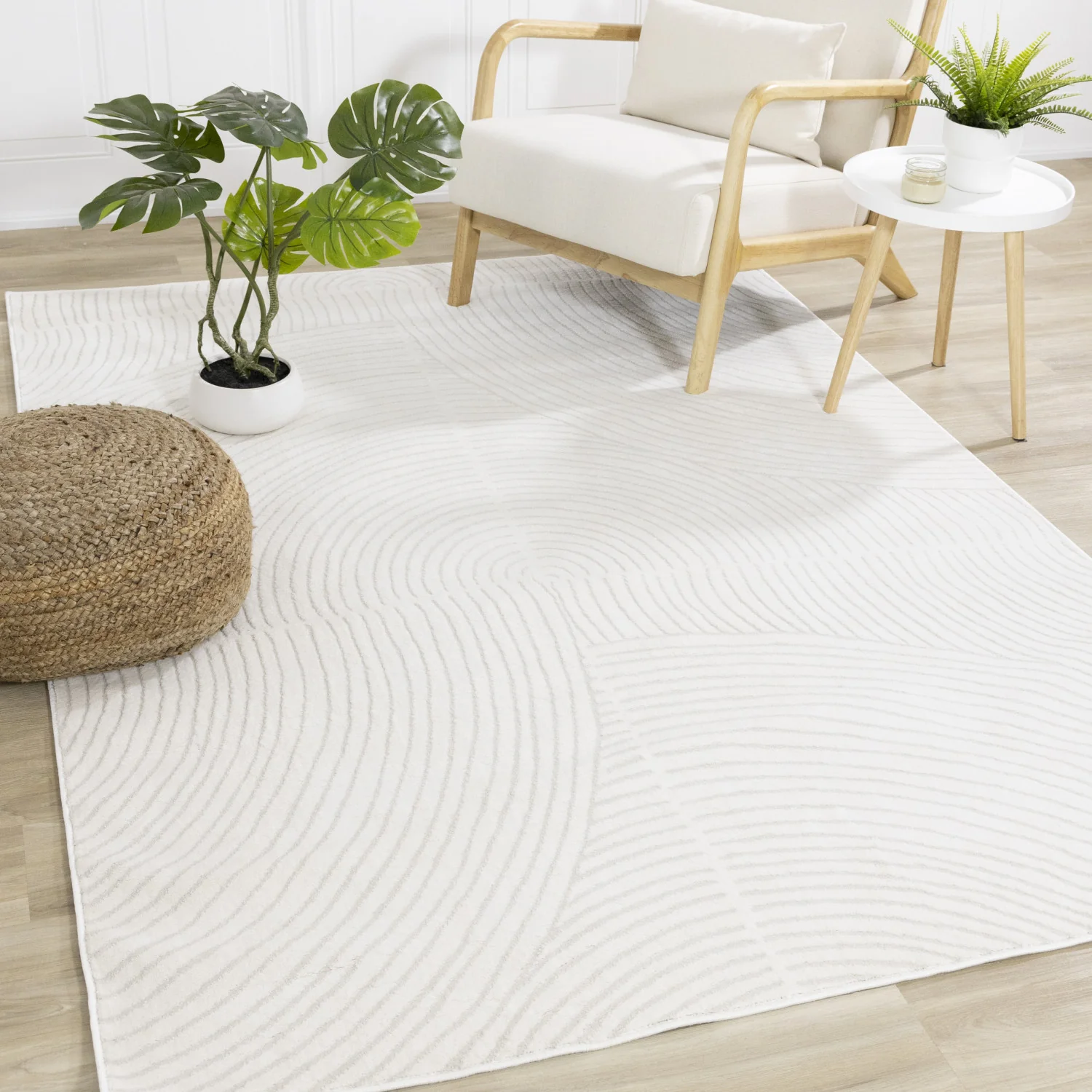 Hillary Modern Swirls Area Rug - 5' X 8' - Cream - Image 2