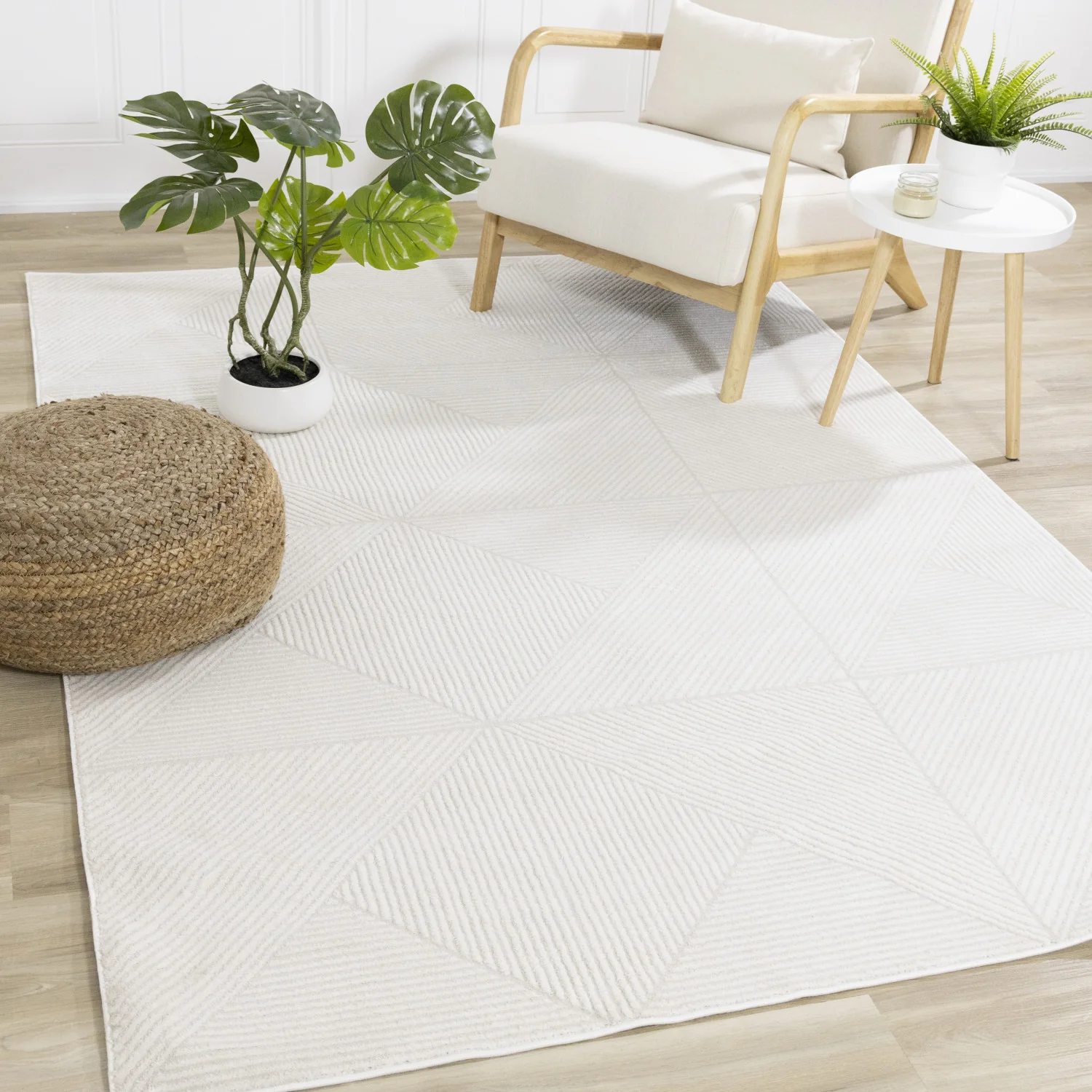 Hillary Neutral Diamonds Area Rug - 7' X 10' - Cream - Image 2