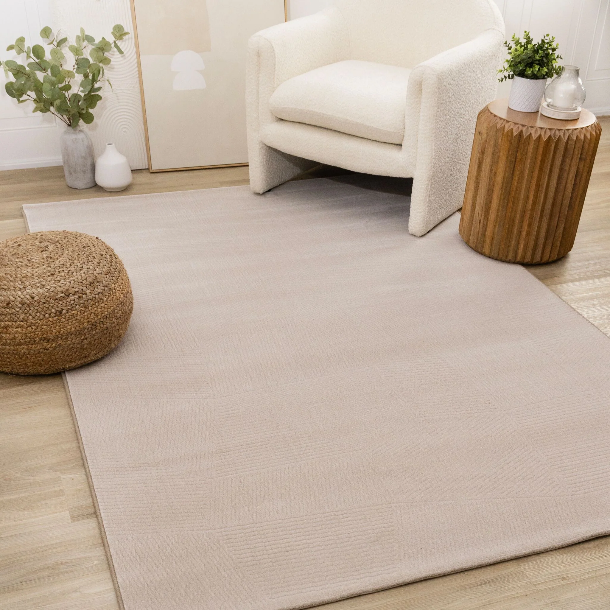 Himalaya 6'7" x 9'6" Striped Geometic Shape Area Rug - Taupe - Image 2