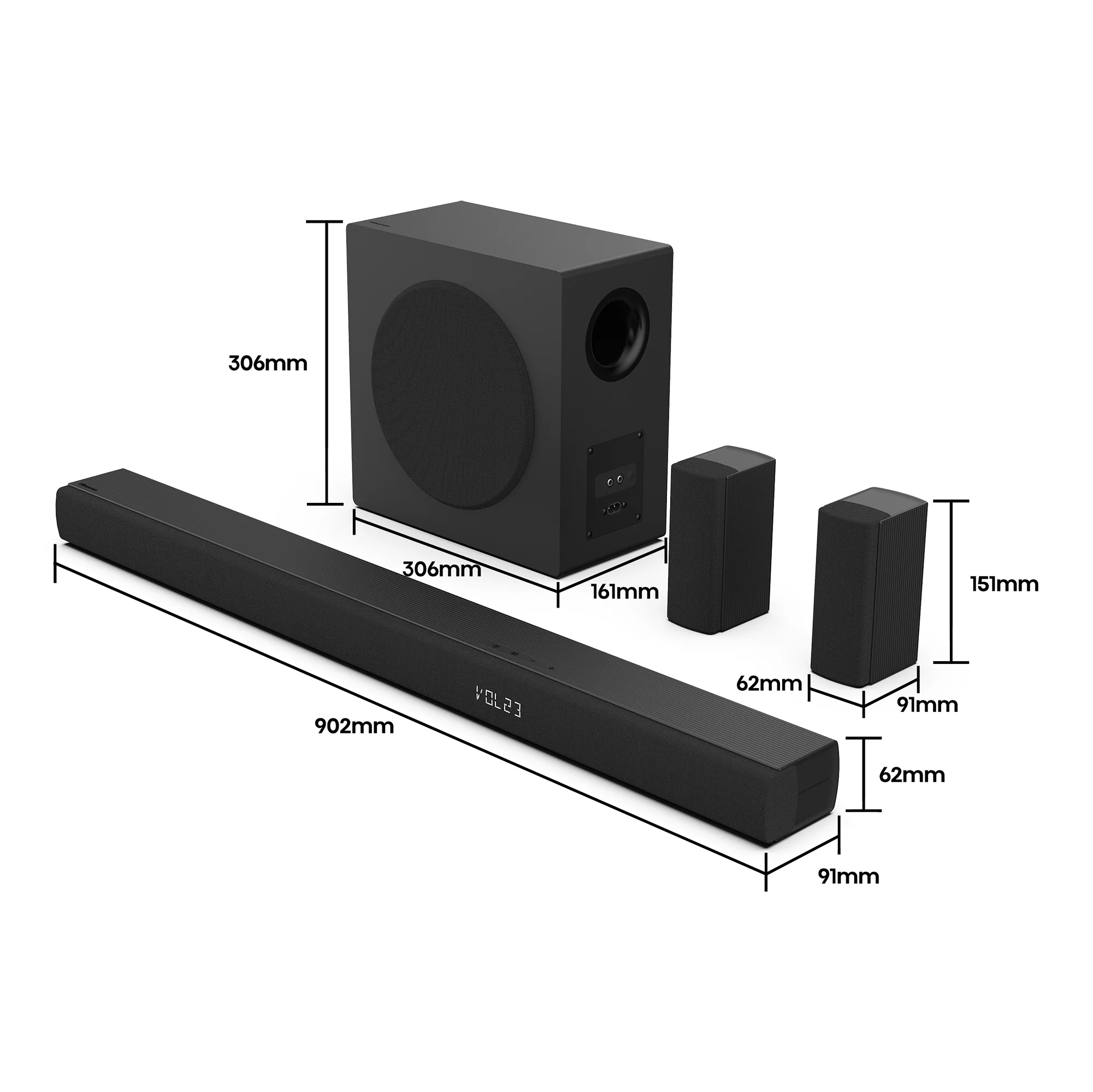 Hisense 540W 5.1 ch Soundbar with Rear Speakers & Wireless Subwoofer - HS5100 - Image 10