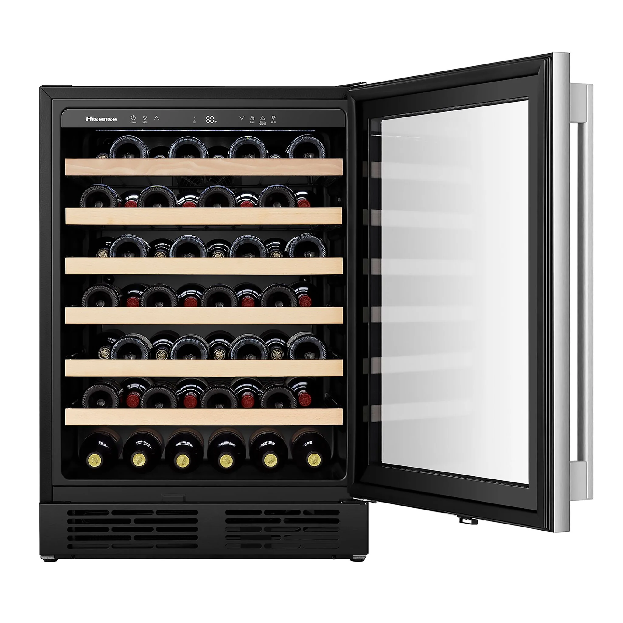 Hisense Stainless Steel Smart 54-Bottle Single Zone Wine Cooler (5.4 cu.ft) - HWS054N6SS - Image 6
