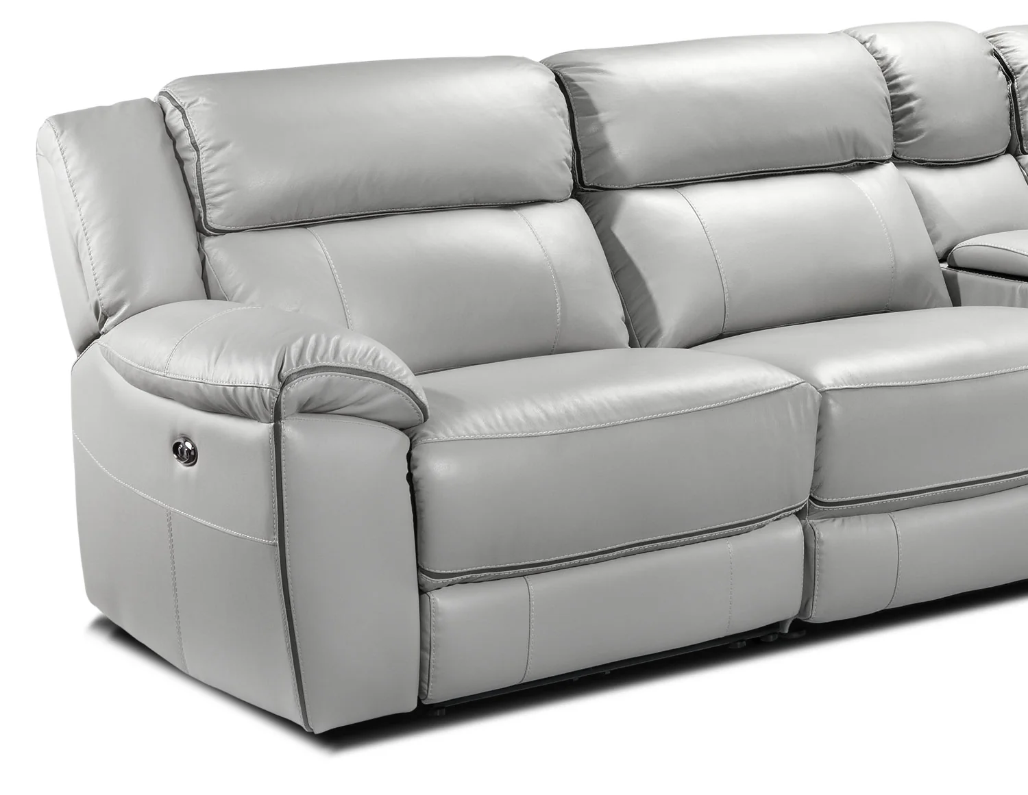 Holton Leather 4-Piece Sectional with Right-Facing Chaise - Grey - Image 2