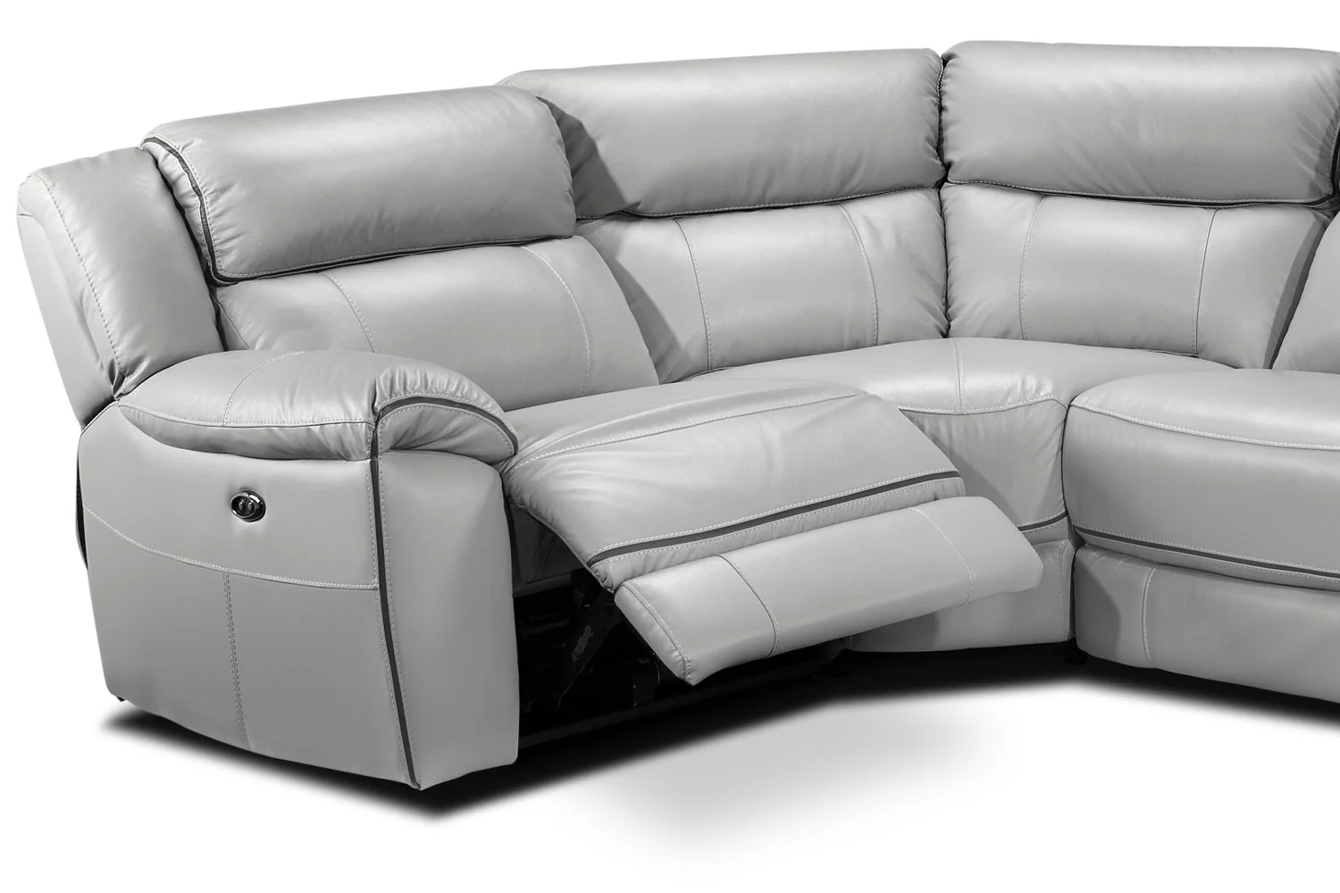 Holton Leather 5-Piece Sectional with Right-Facing Chaise - Grey - Image 3