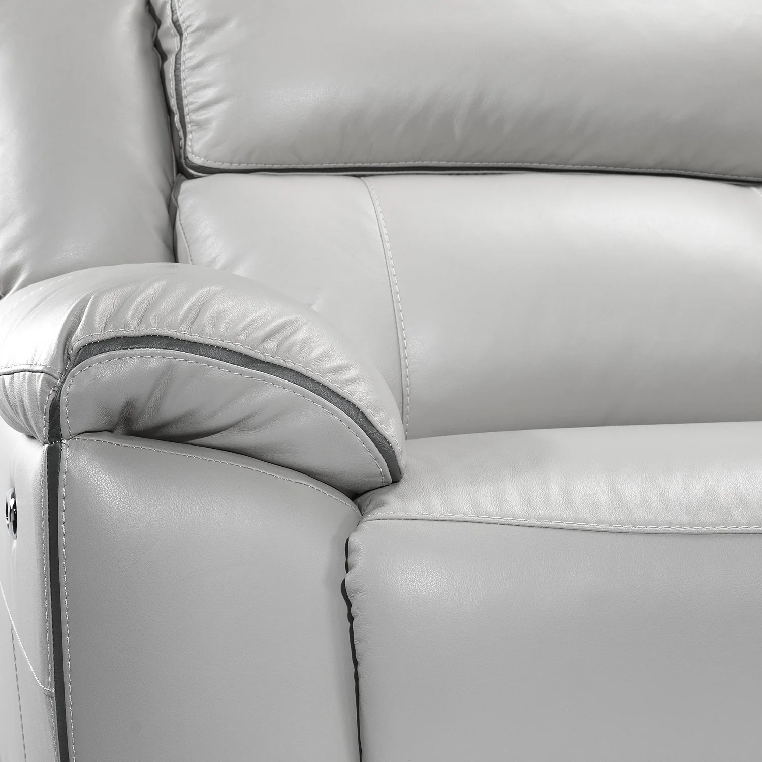 Holton Leather 5-Piece Sectional with Right-Facing Chaise - Grey - Image 7