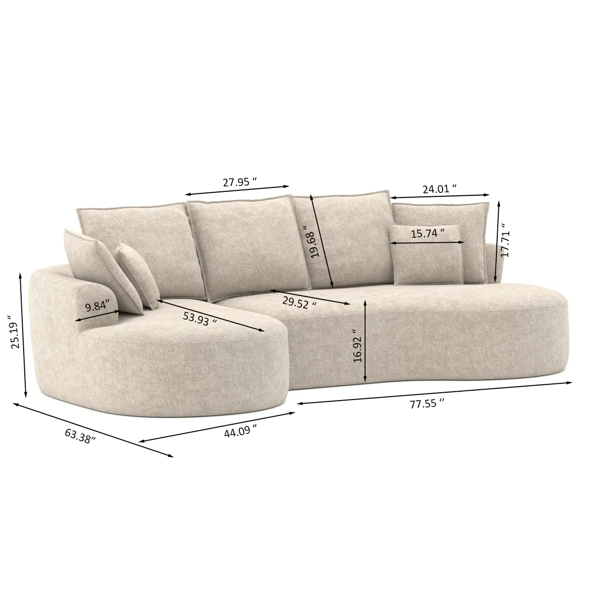 Ibiza All Foam Sectional - Beige - Image 9