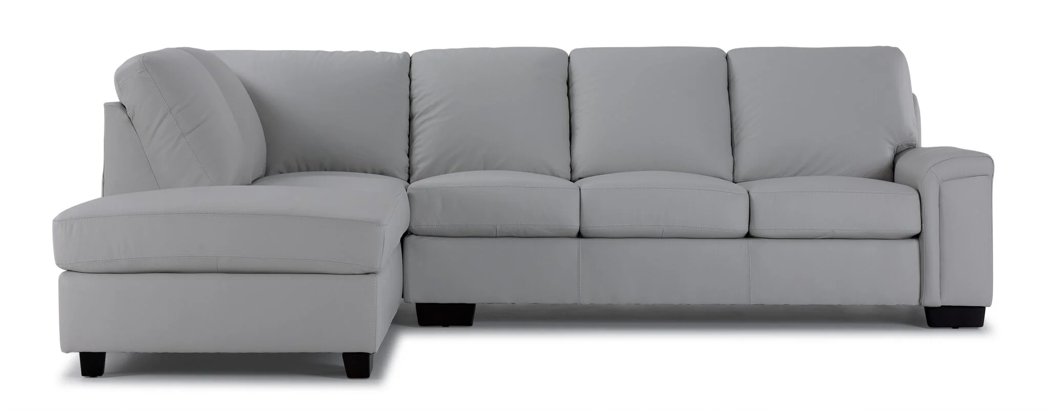 Icon Leather 2-Piece Sectional with Left Facing Chaise - Silver Grey - Image 2