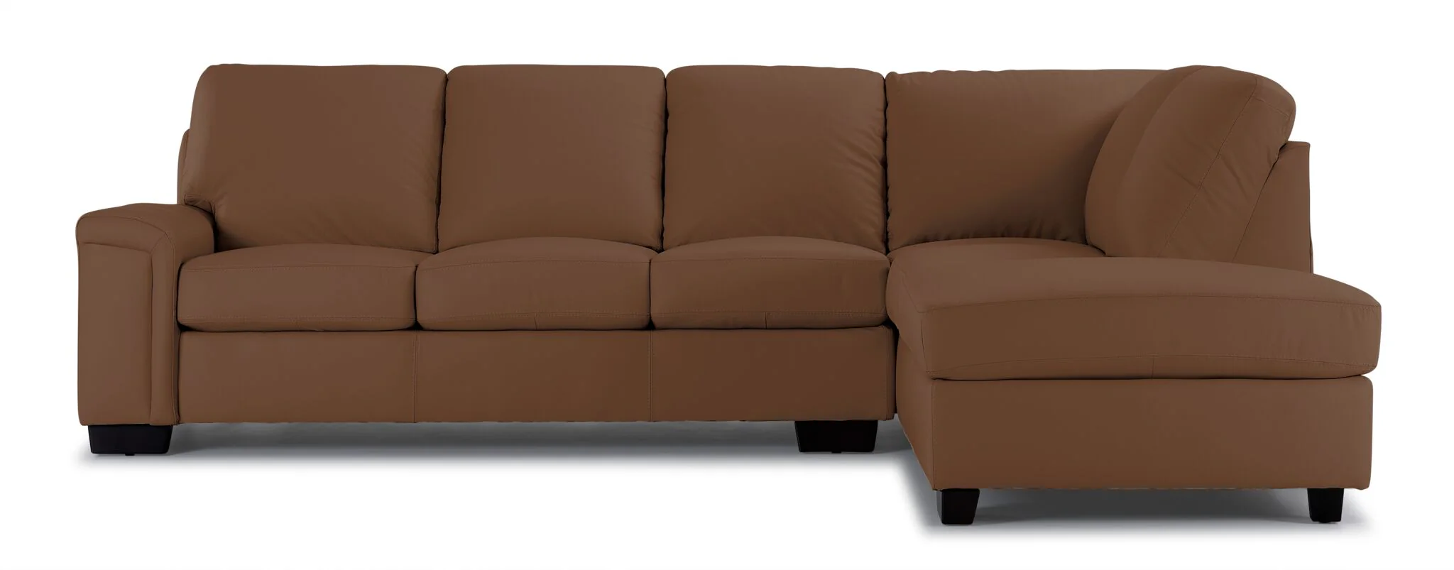 Icon Leather 2-Piece Sectional with Right Facing Chaise - Saddle - Image 2