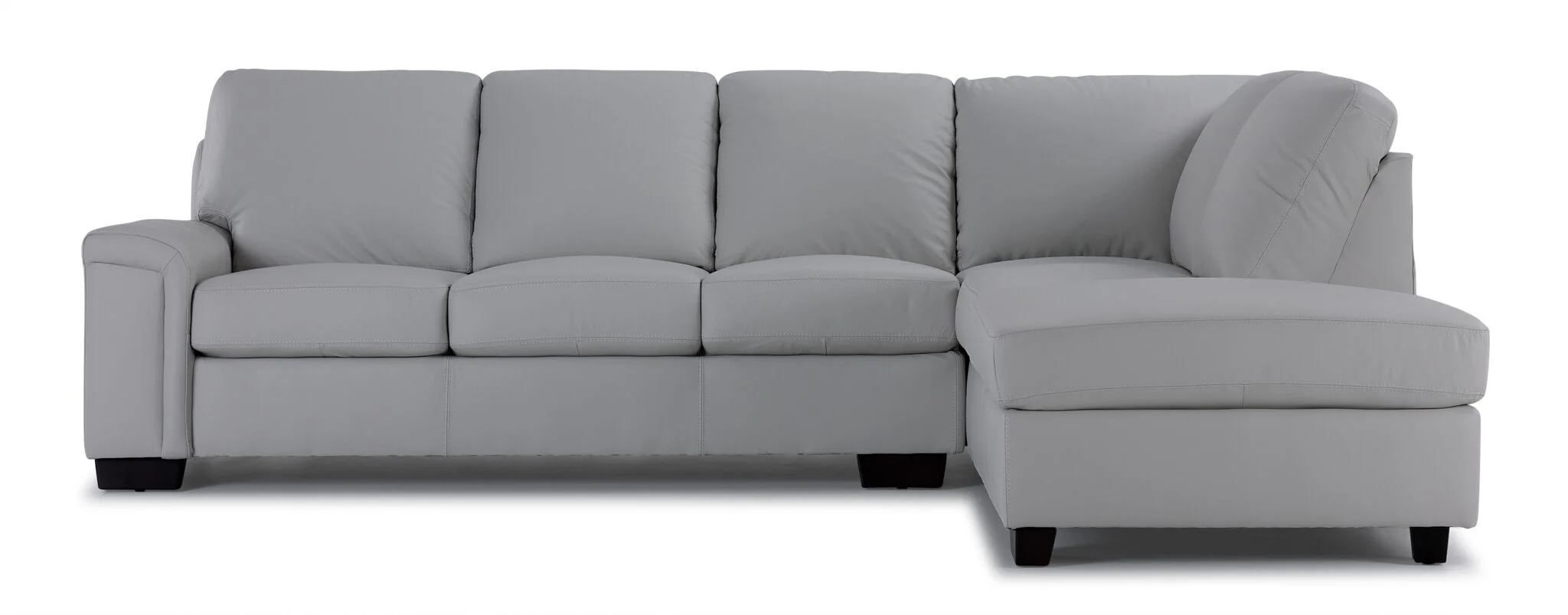 Icon Leather 2-Piece Sectional with Right Facing Chaise - Silver Grey - Image 2