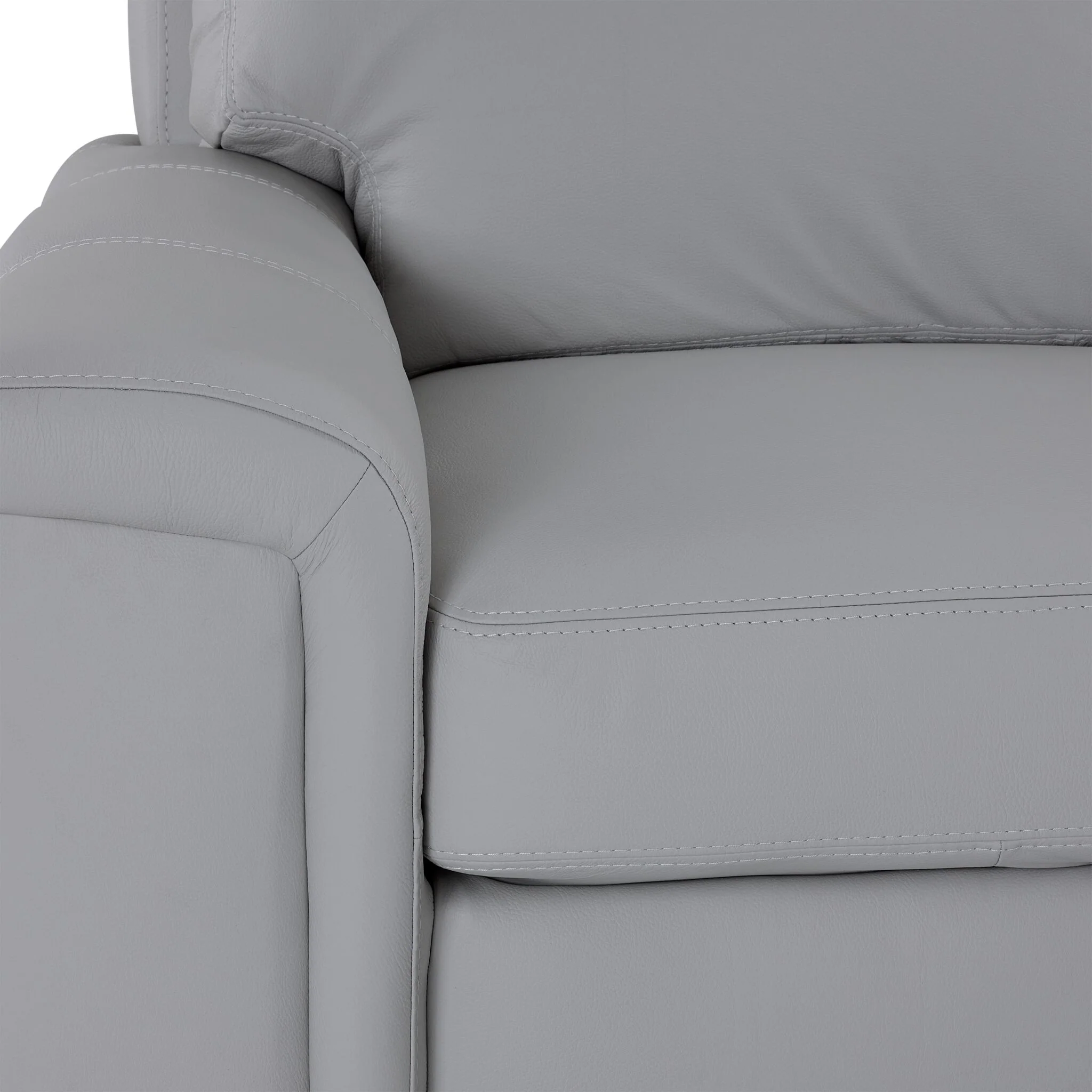 Icon Leather 2-Piece Sectional with Right Facing Chaise - Silver Grey - Image 3