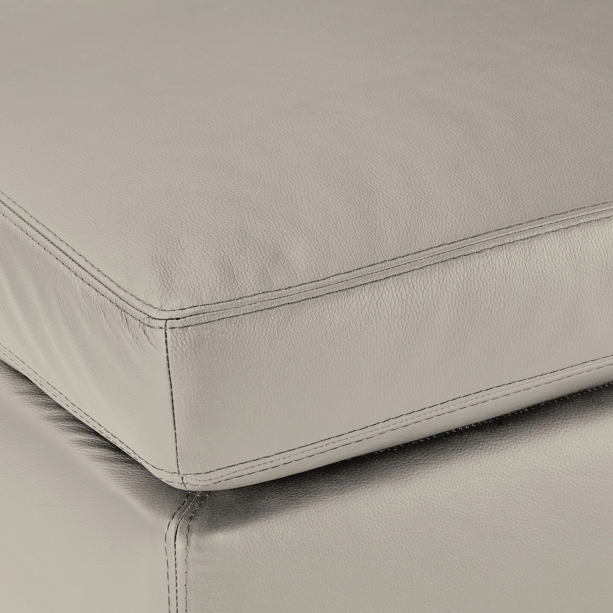Icon Leather Ottoman - Silver Grey - Image 3