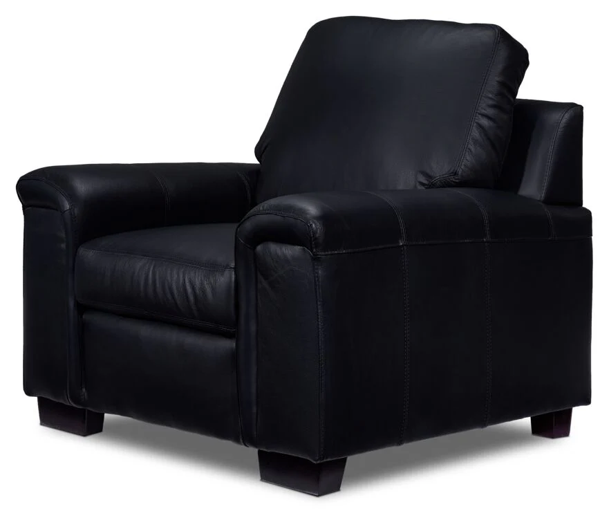 Icon Leather Sofa and Chair Set- Black - Image 4
