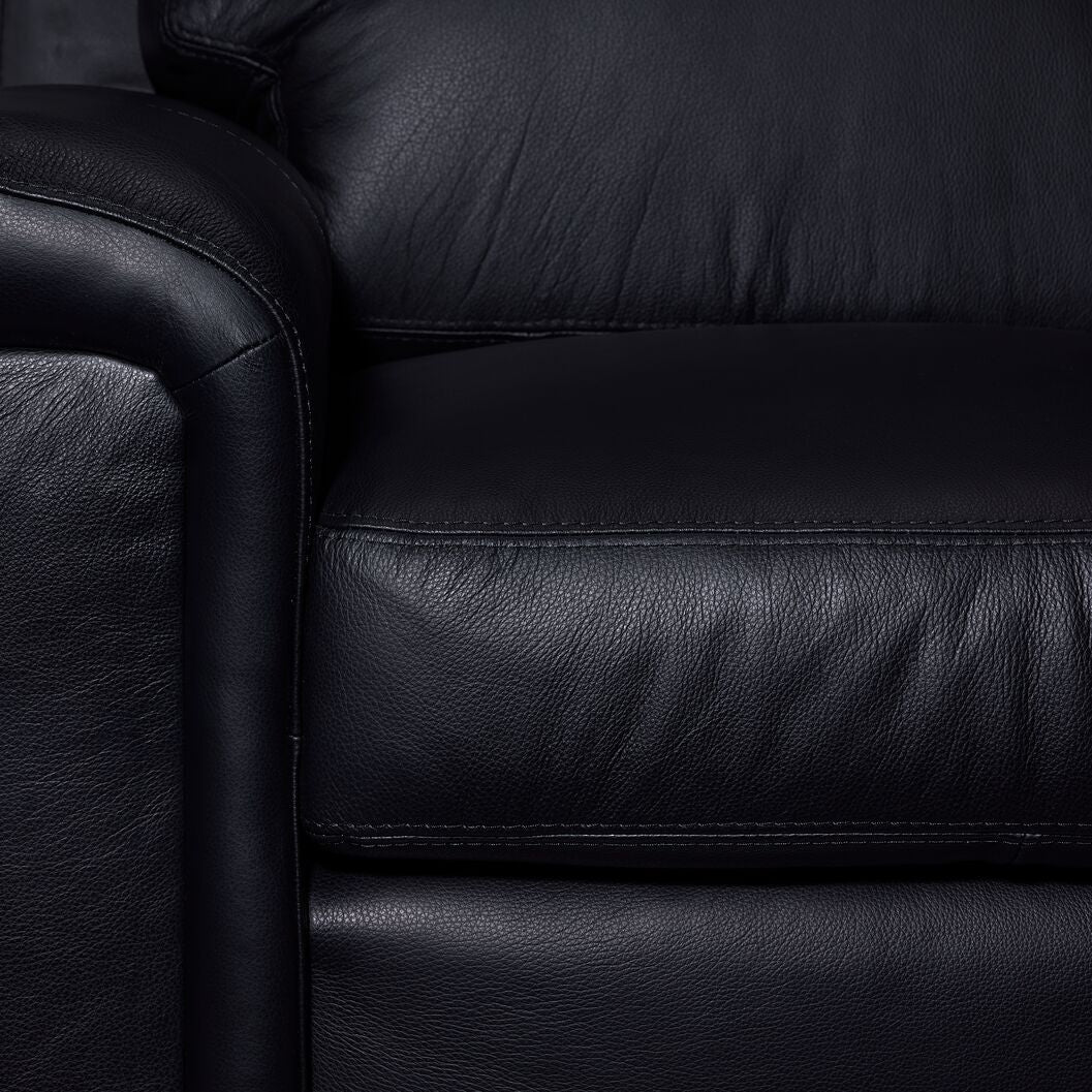 Icon Leather Sofa and Chair Set- Black - Image 6