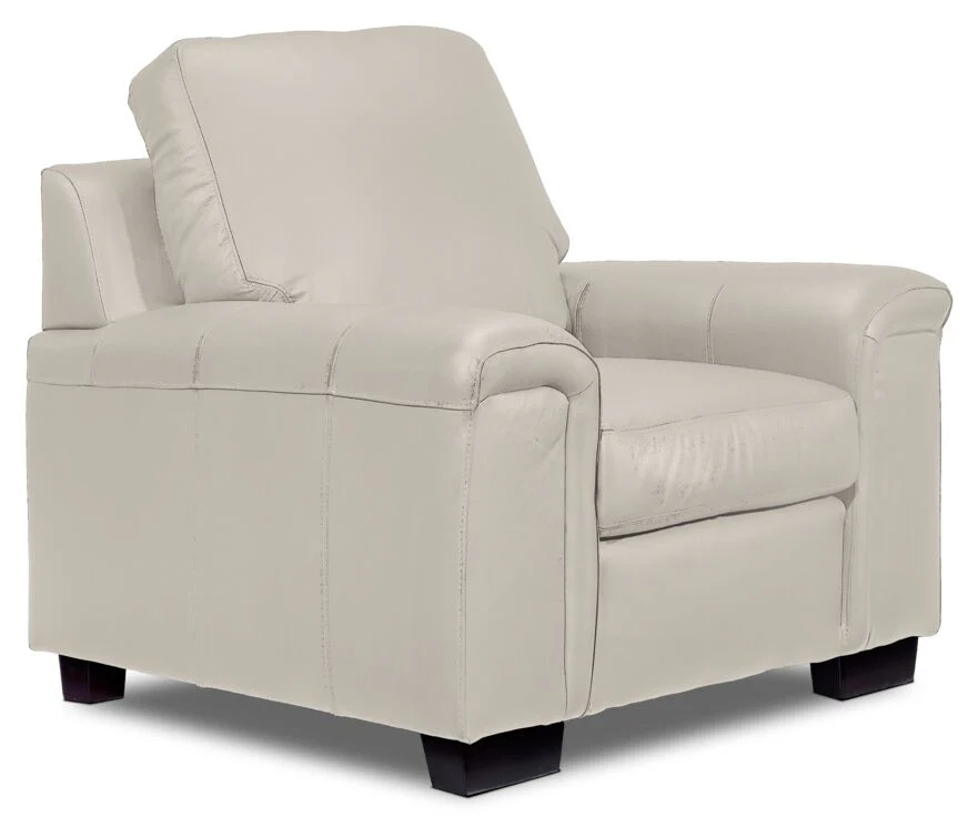 Icon Leather Sofa and Chair Set - Silver Grey - Image 3