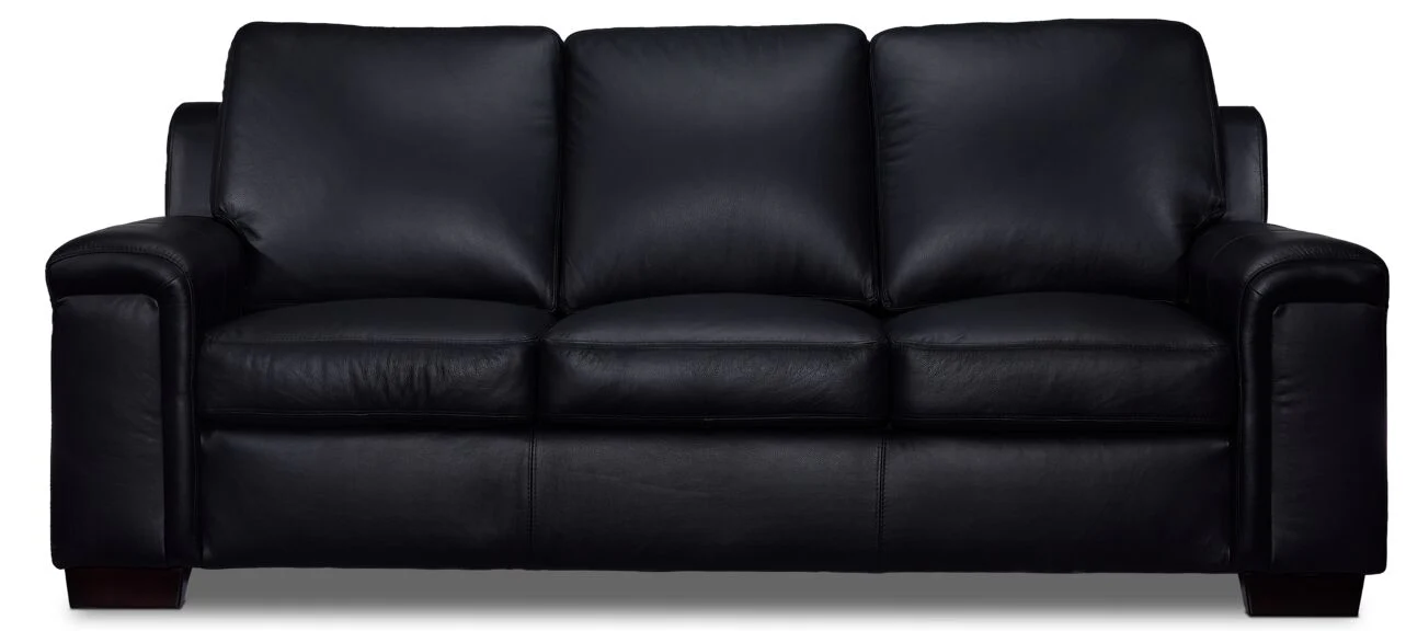 Icon Leather Sofa, Loveseat and Chair Set- Black - Image 3