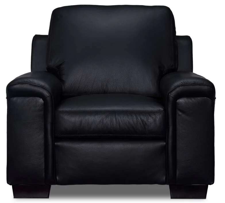 Icon Leather Sofa, Loveseat and Chair Set- Black - Image 7