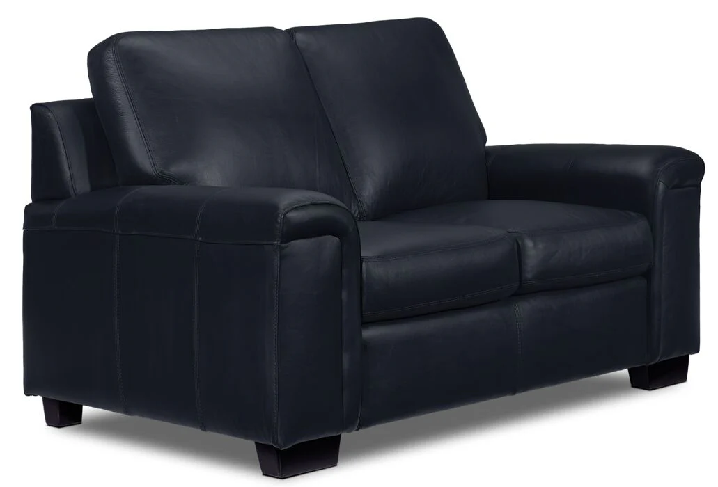 Icon Leather Sofa, Loveseat and Chair Set - Navy - Image 3