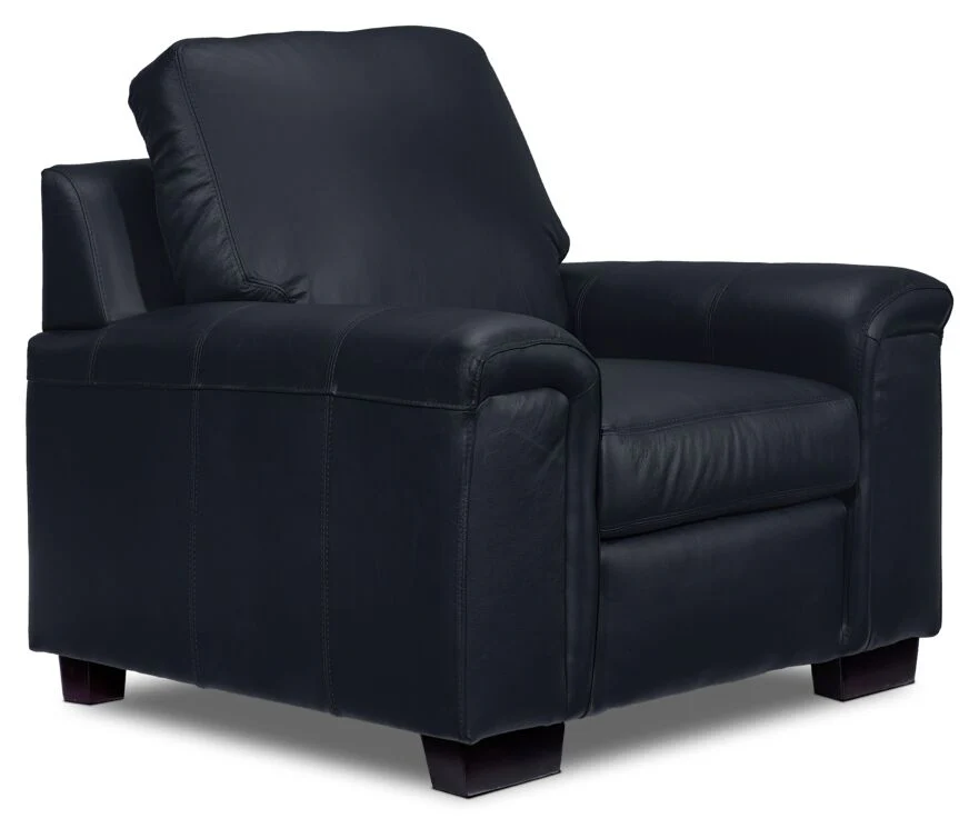 Icon Leather Sofa, Loveseat and Chair Set - Navy - Image 4