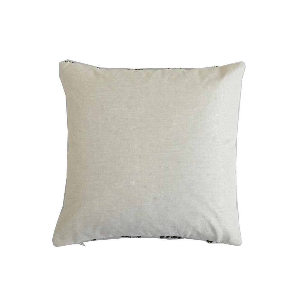 In Full Bloom 18 x 18" Multi-Textured Striped Cushion - Green, Ivory - Image 2
