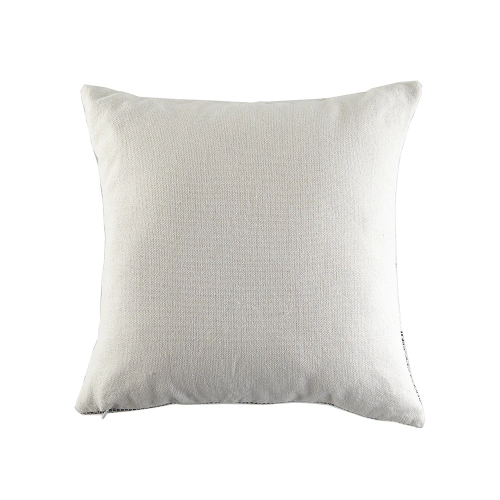 In Full Bloom 18 x 18" Textured Layered Bold Striped Cushion - Green, Ivory - Image 2