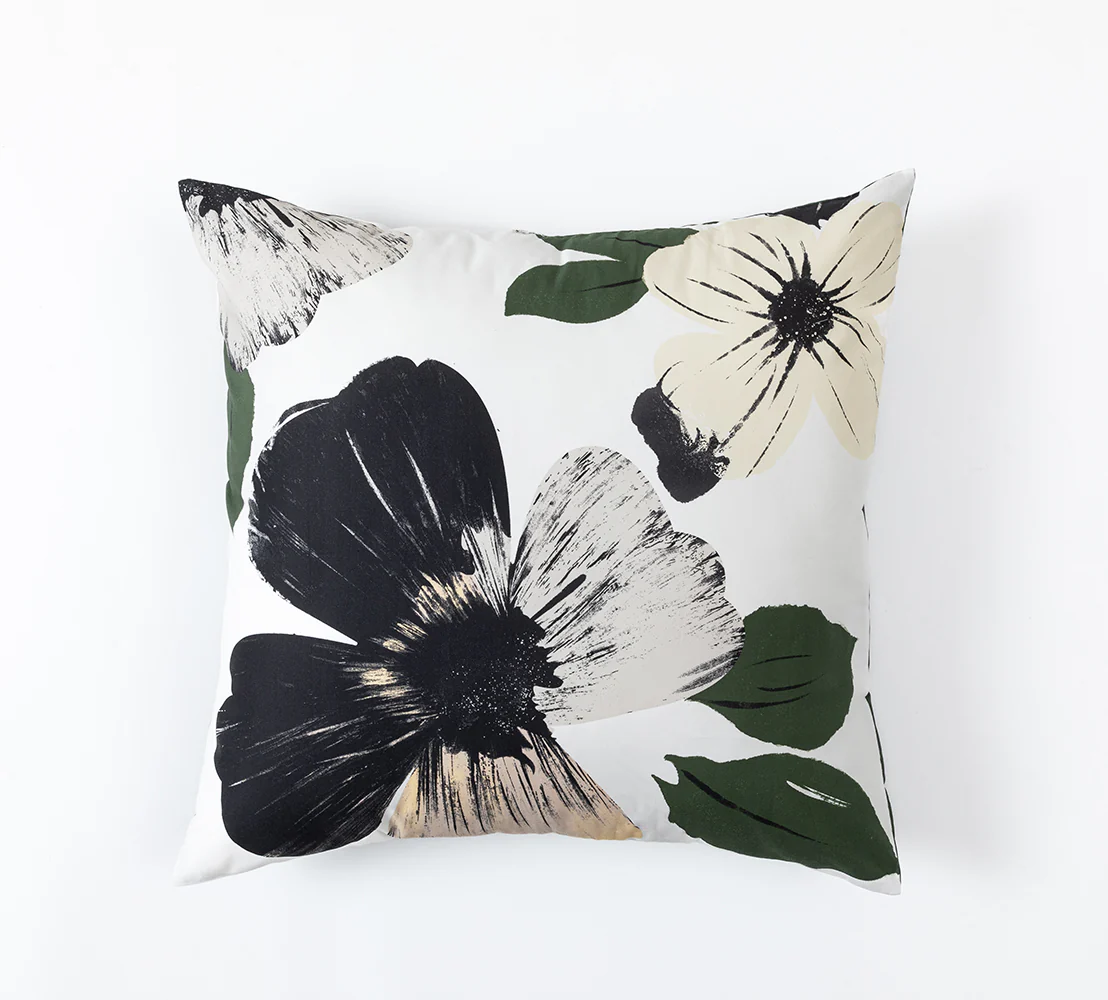 In Full Bloom 5-Piece King Comforter Set - White, Green, Black - Image 2