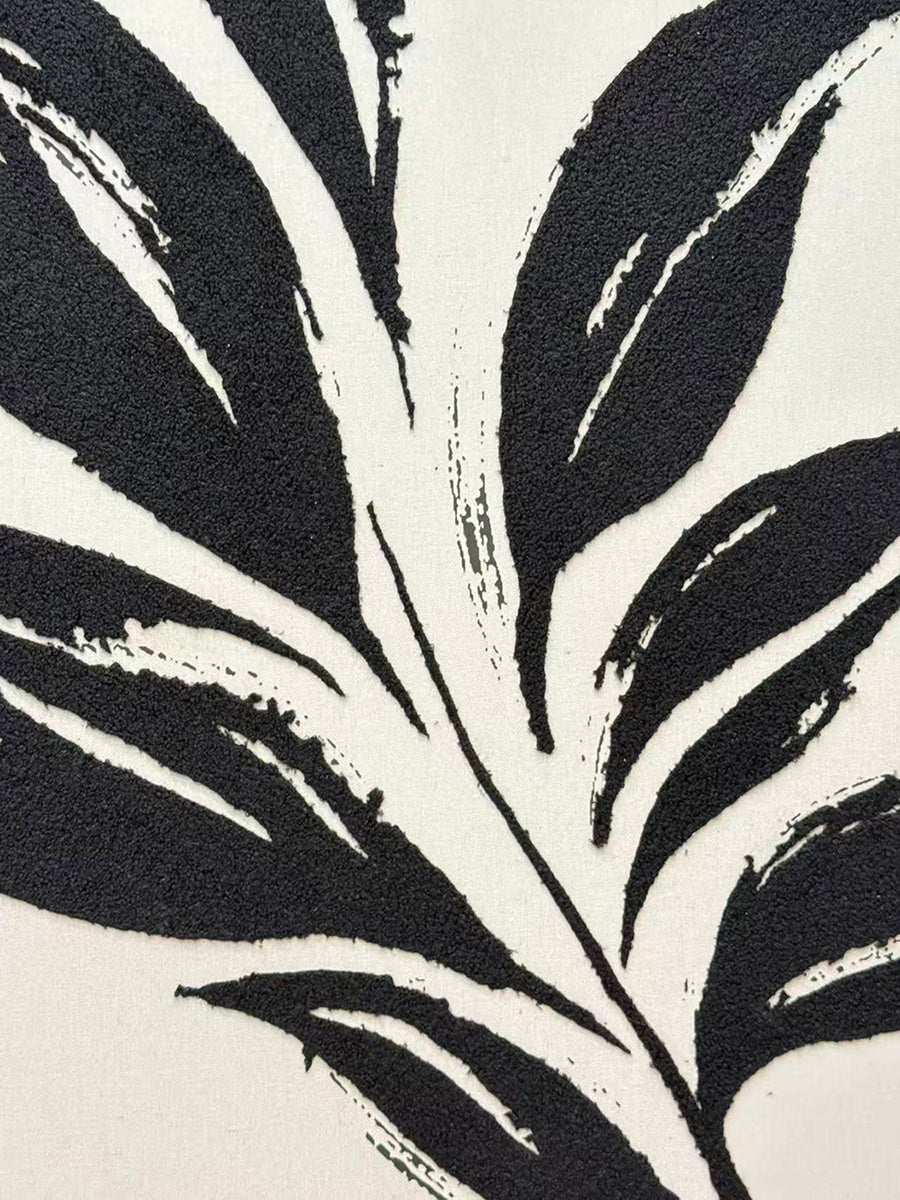 In Full Bloom Bold Black Leaf Wall Art - Ivory, Black - Image 2