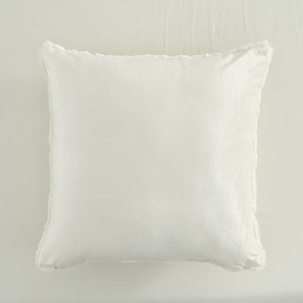 In Harmony 18 x 18" Faux Fur Cushion - White - Image 2