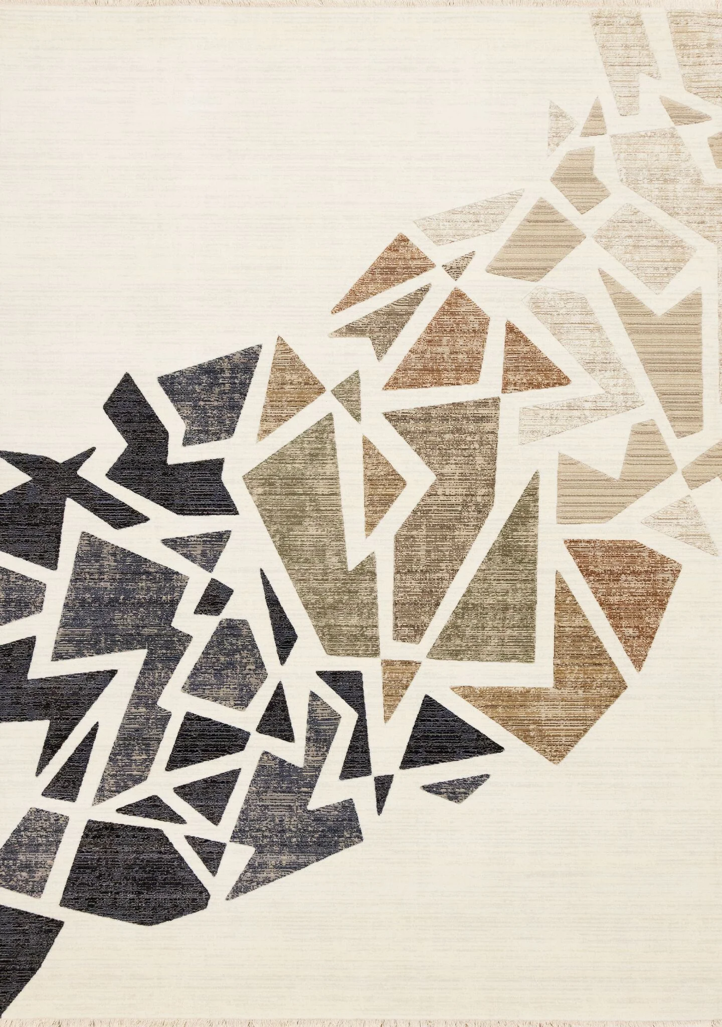 In Harmony 5'3" x 7'10" Shattered Glass Design Area Rug - Cream, Blue, Red