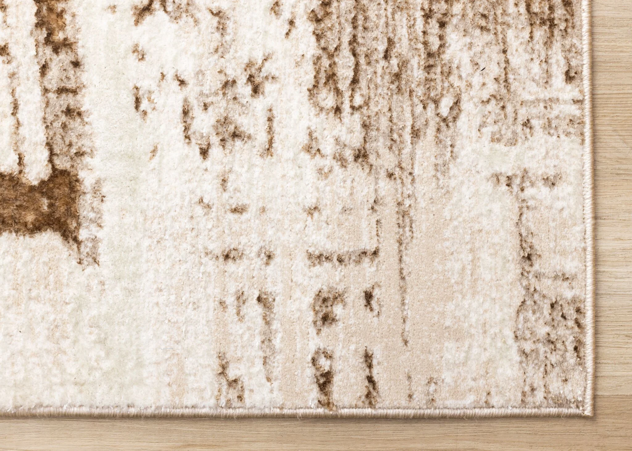 In Harmony 5'3" x 7'7" Organic Distressed Design Area Rug - Cream, Brown - Image 4