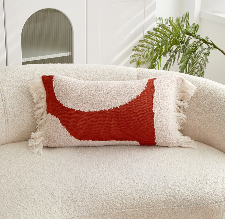 In The Abstract 12 x 20" Cushion - Beige, Red - Image 2