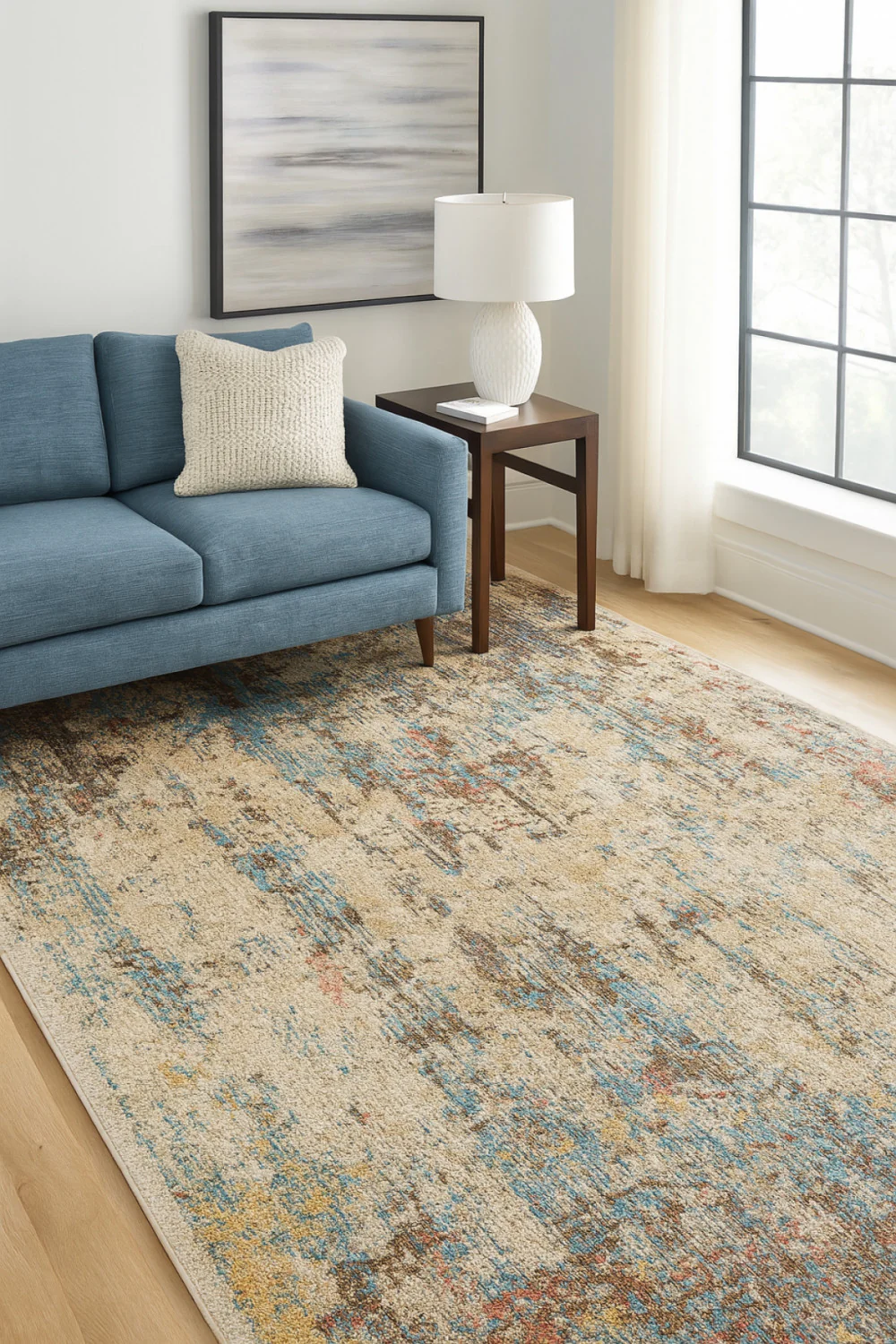 Ishani 7' X 9' Area Rug - Cream/Blue/Taupe - Image 2