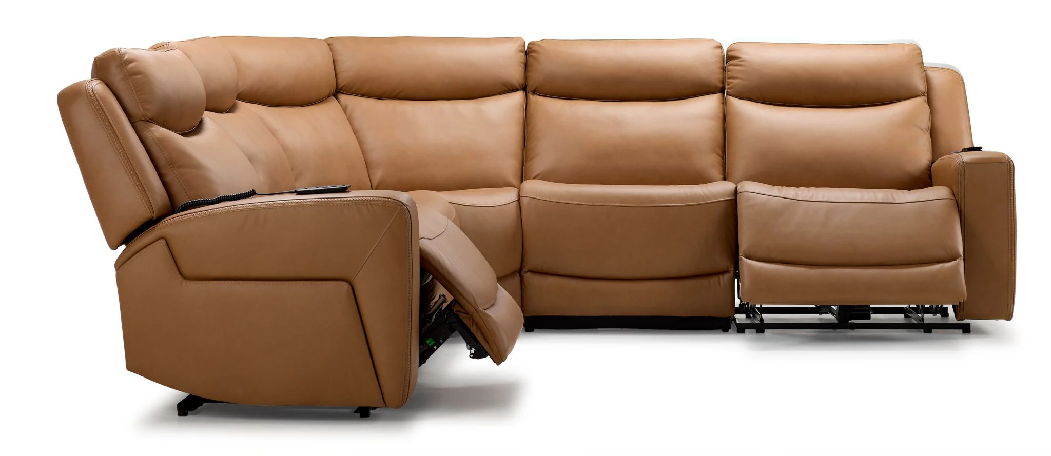 Jackson Leather 5-Piece Power Reclining Sectional with Heat and Massage - Butternut - Image 5