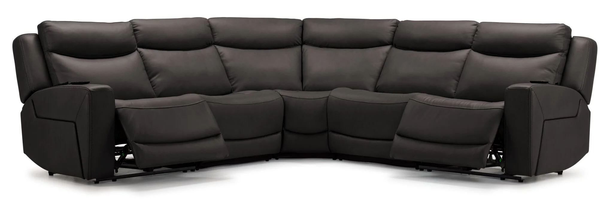 Jackson Leather 5-Piece Power Reclining Sectional with Heat and Massage - Charcoal - Image 4
