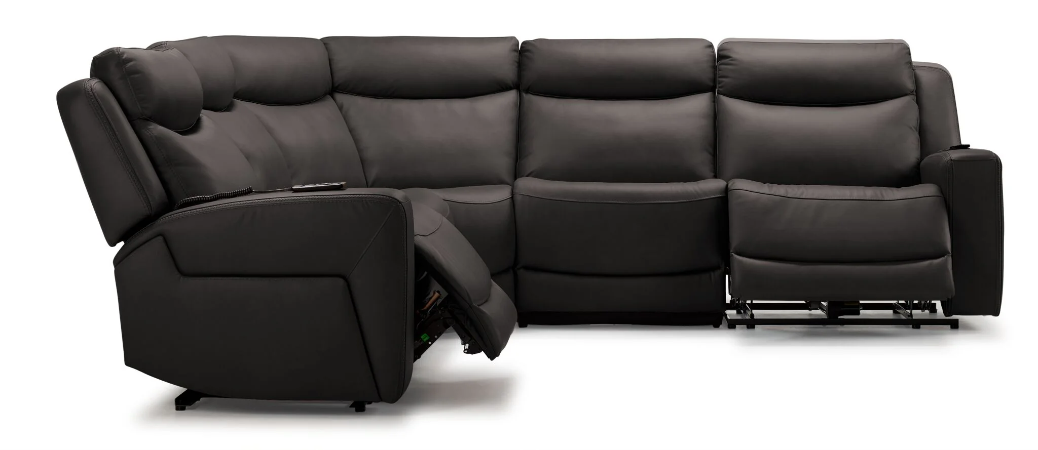 Jackson Leather 5-Piece Power Reclining Sectional with Heat and Massage - Charcoal - Image 5