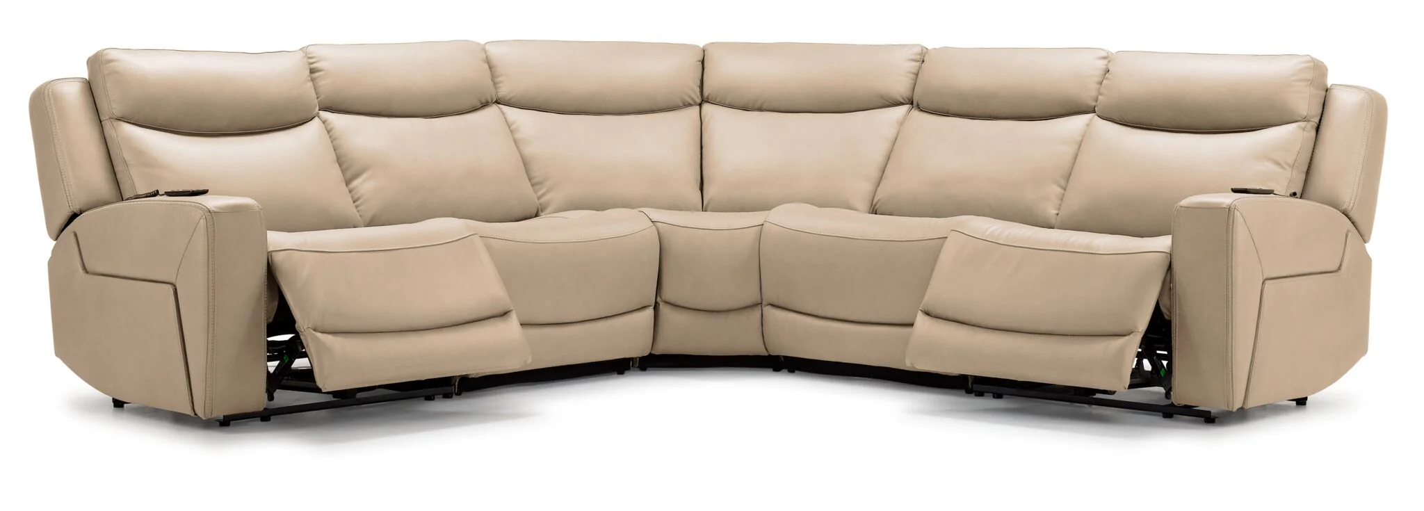 Jackson Leather 5-Piece Power Reclining Sectional with Heat and Massage - Pristine - Image 3