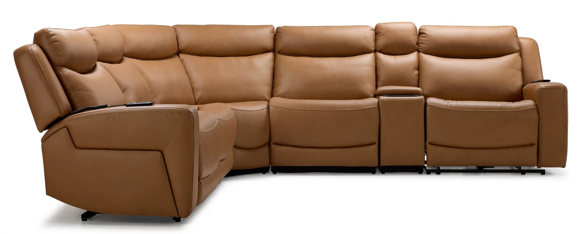 Jackson Leather 6-Piece Power Reclining Sectional with Heat and Massage - Butternut - Image 3