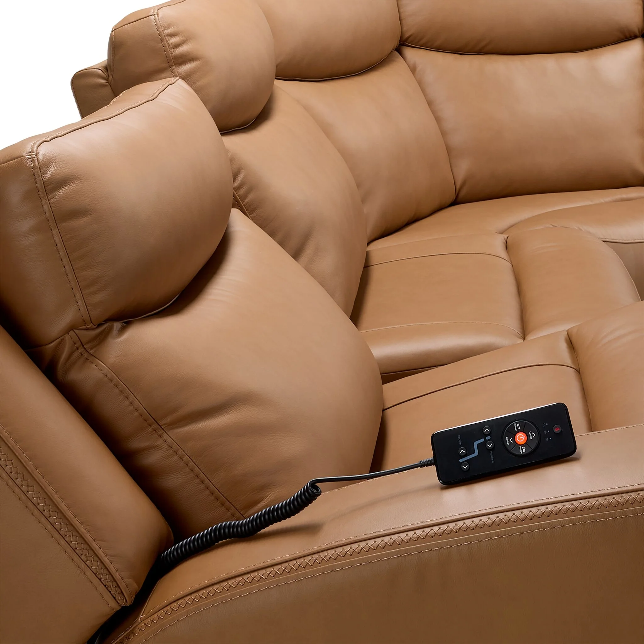 Jackson Leather 6-Piece Power Reclining Sectional with Heat and Massage - Butternut - Image 6