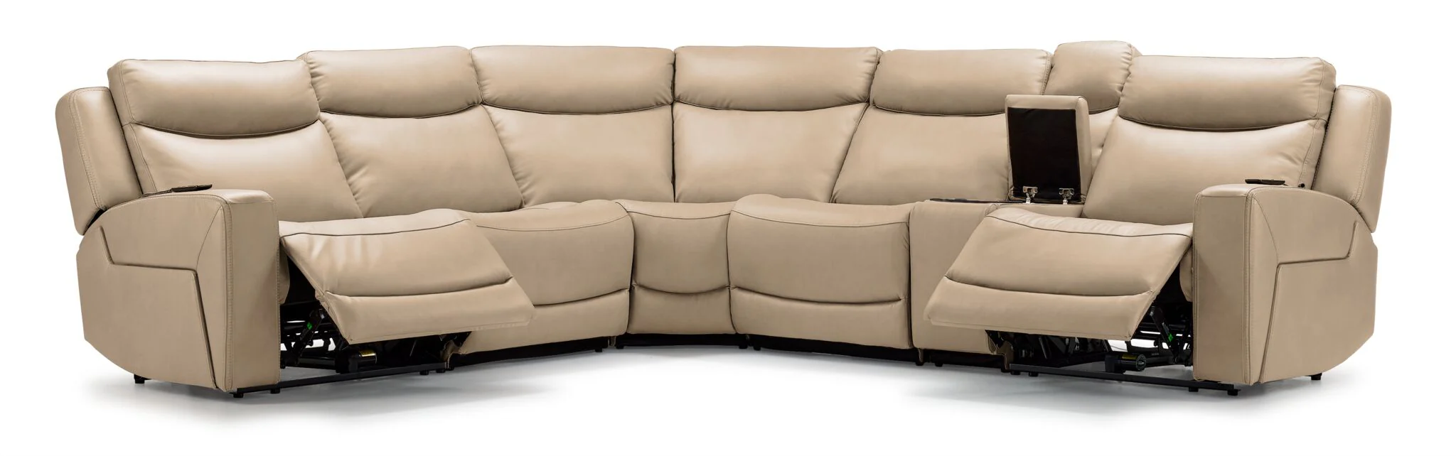 Jackson Leather 6-Piece Power Reclining Sectional with Heat and Massage - Pristine - Image 3