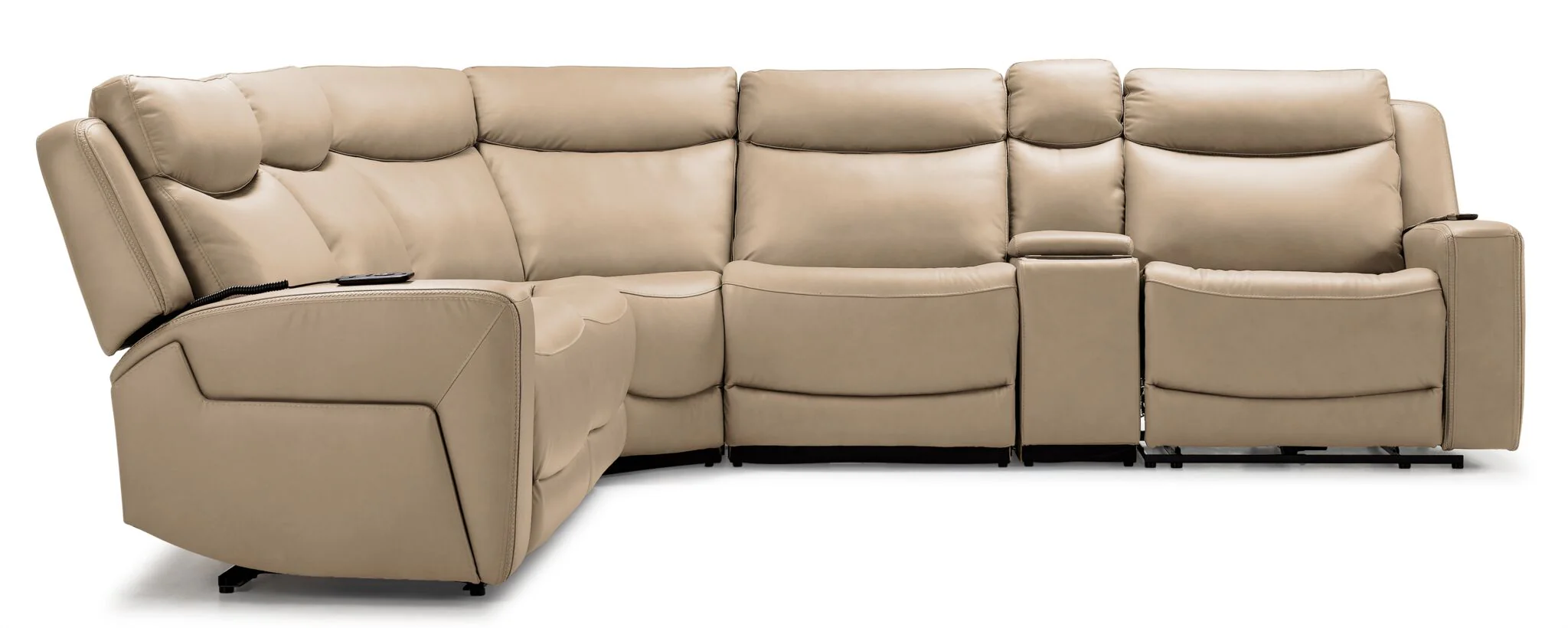 Jackson Leather 6-Piece Power Reclining Sectional with Heat and Massage - Pristine - Image 4