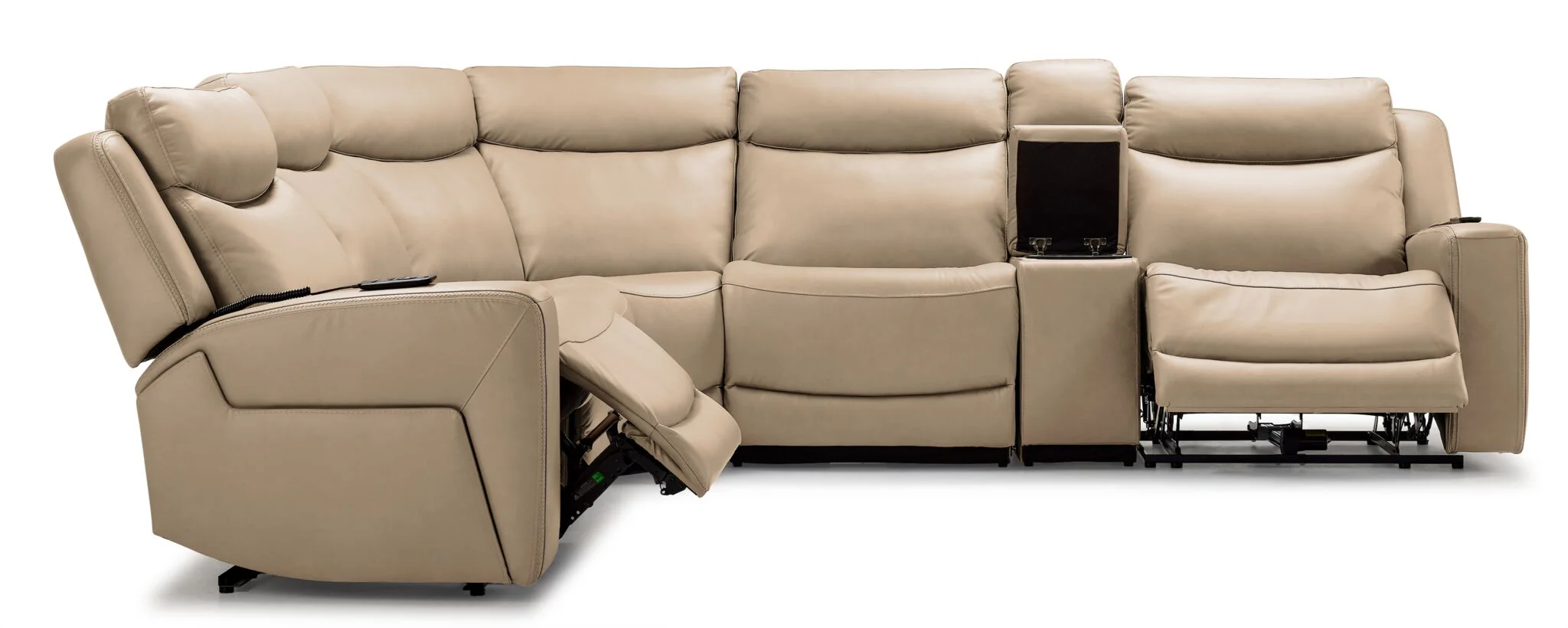 Jackson Leather 6-Piece Power Reclining Sectional with Heat and Massage - Pristine - Image 5