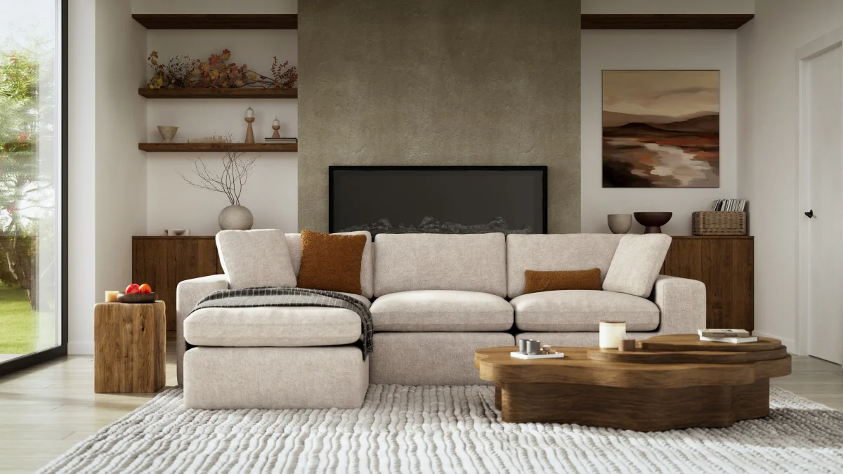 Jade All Foam Sectional - Beige - Image 3