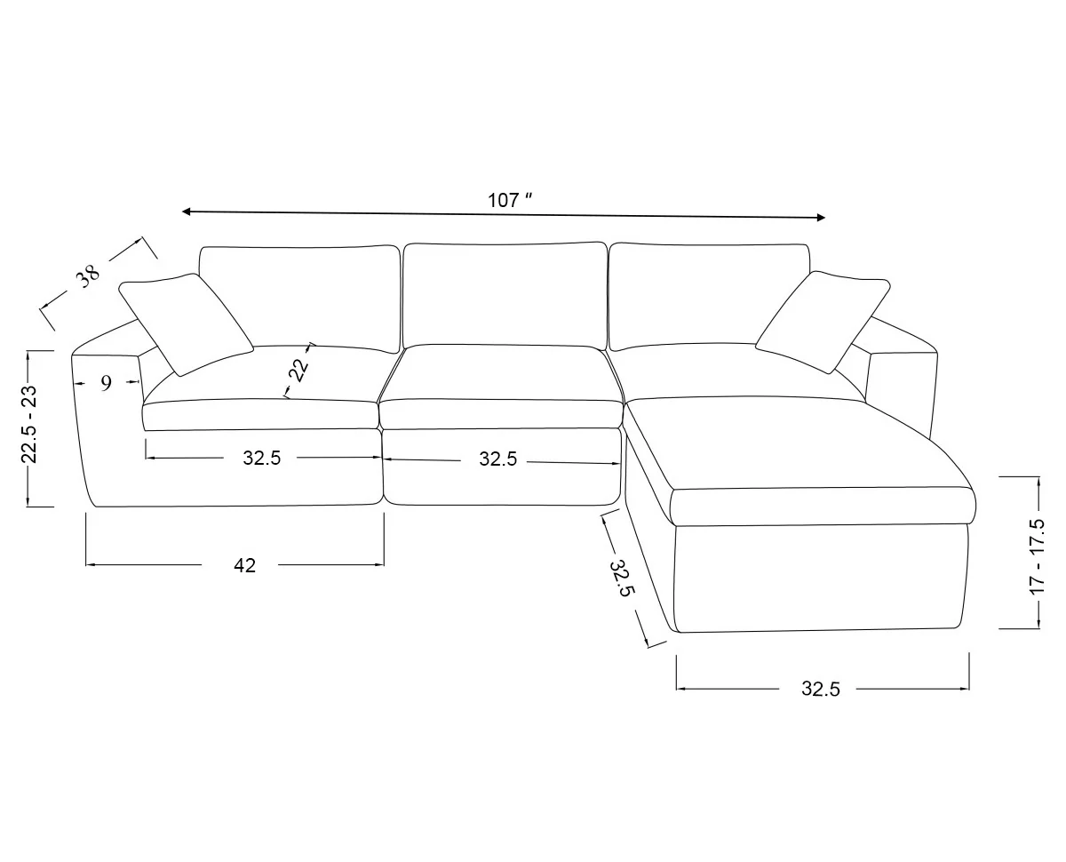 Jade All Foam Sectional - Brown - Image 10