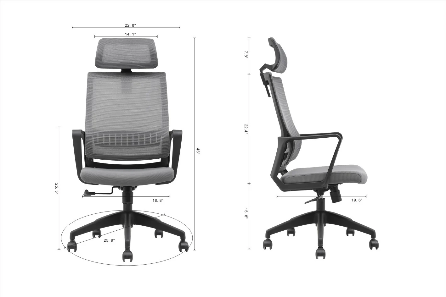 Jagger Office Chair - Grey - Image 6