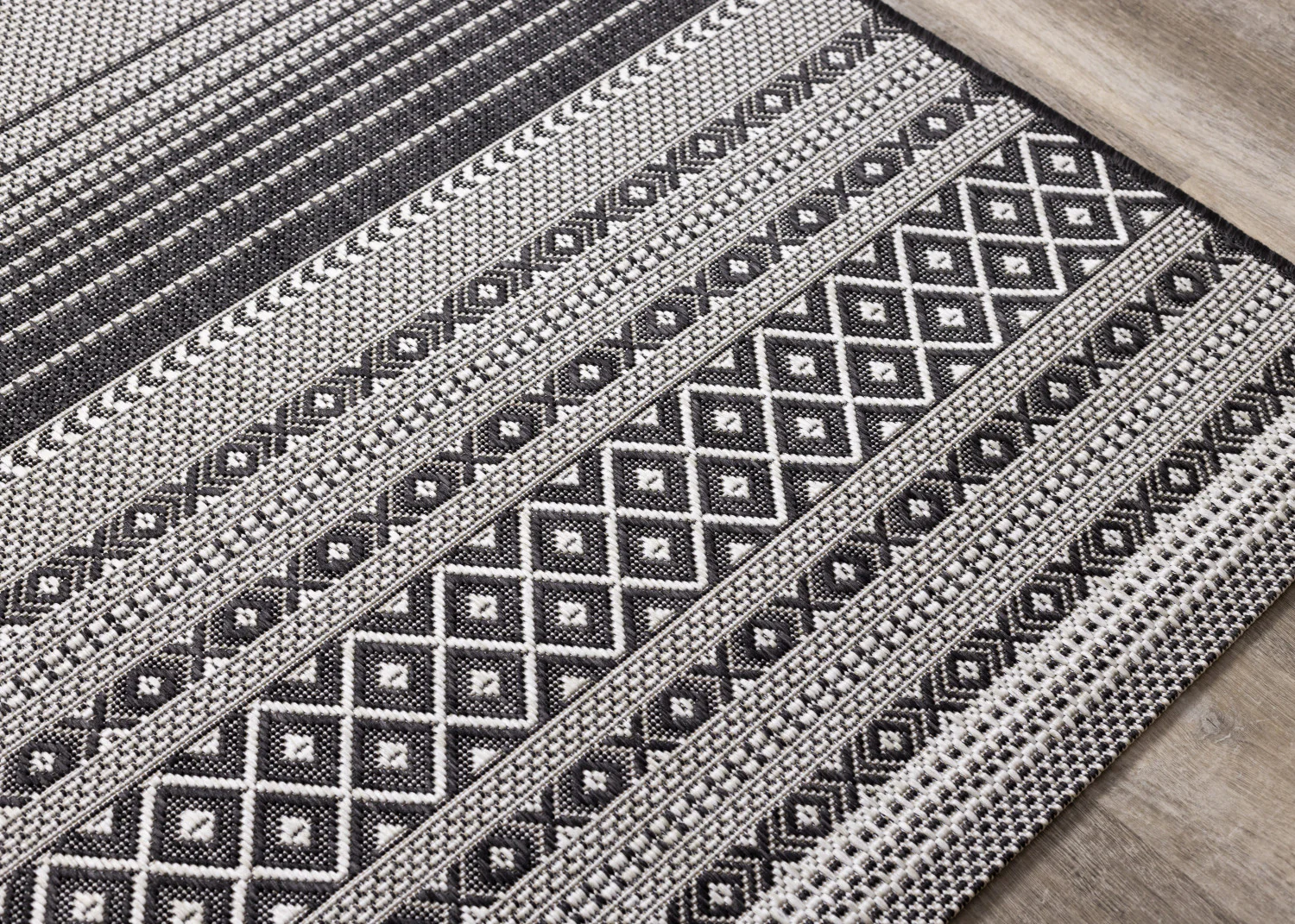 Jango Indoor/Outdoor Tribal Area Rug - 8' X 11' - Grey/Black - Image 4