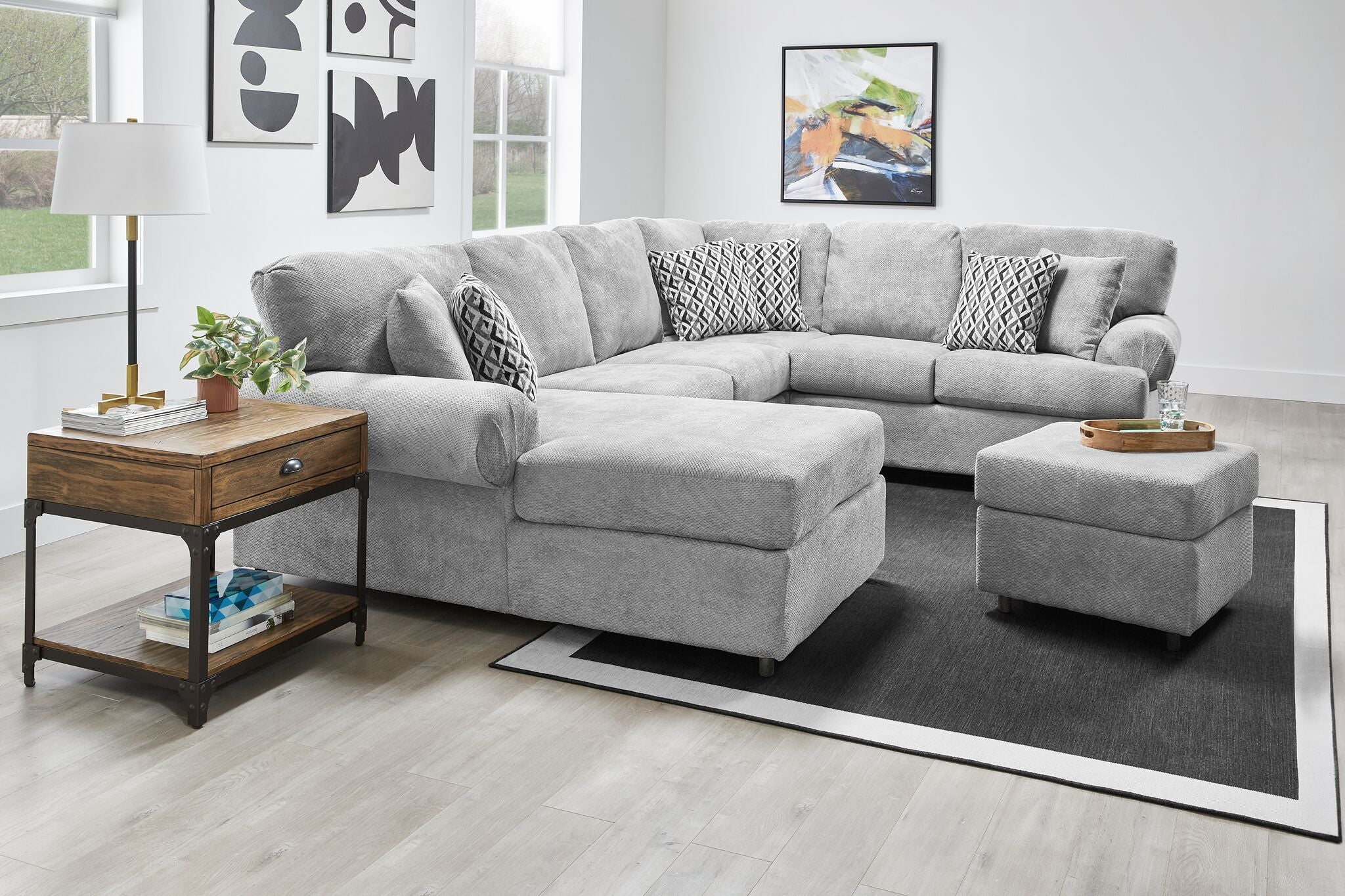 Jupiter 4-Piece Sectional with Left-Facing Chaise - Ash Grey - Image 3