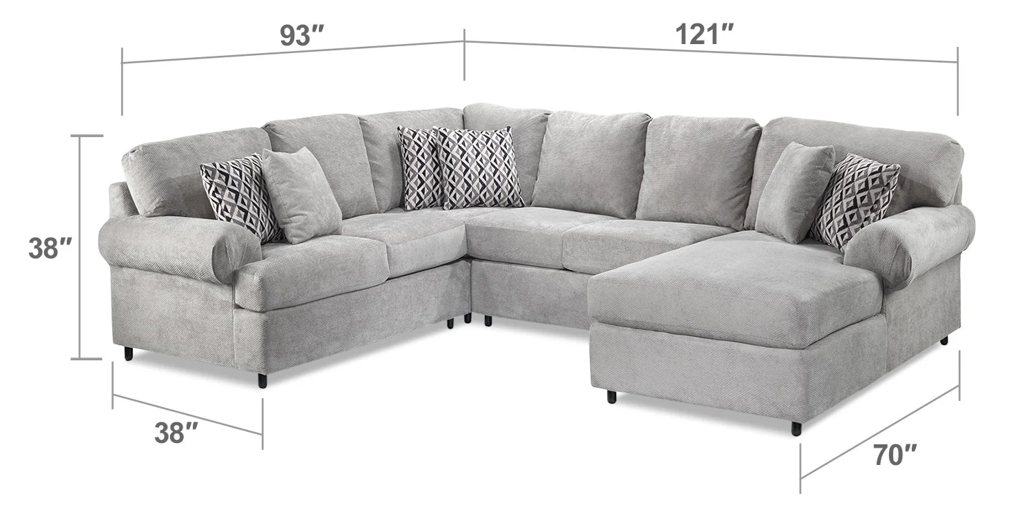 Jupiter 4-Piece Sectional with Right-Facing Chaise - Ash Grey - Image 11