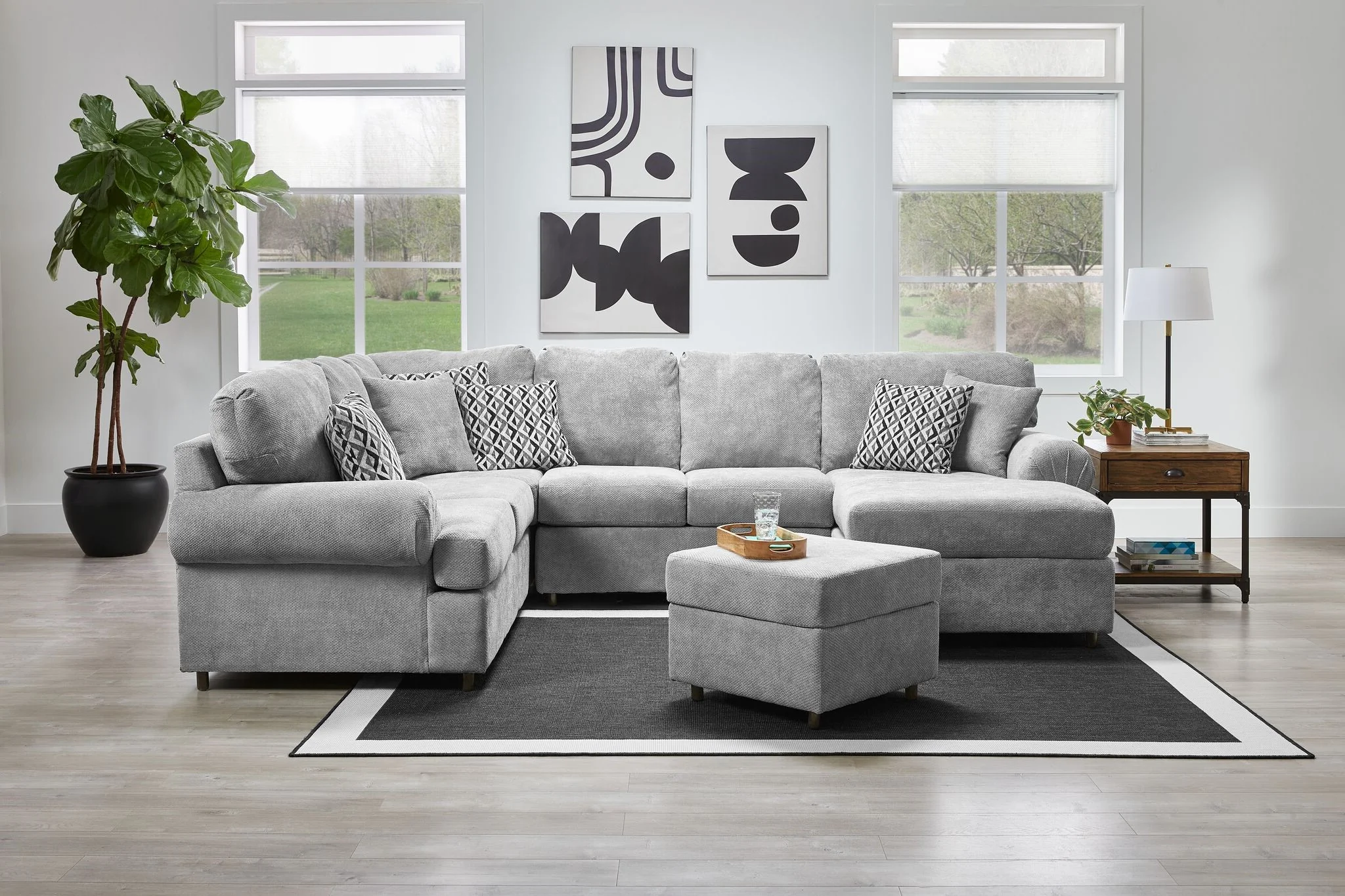 Jupiter 4-Piece Sectional with Right-Facing Chaise - Ash Grey - Image 3