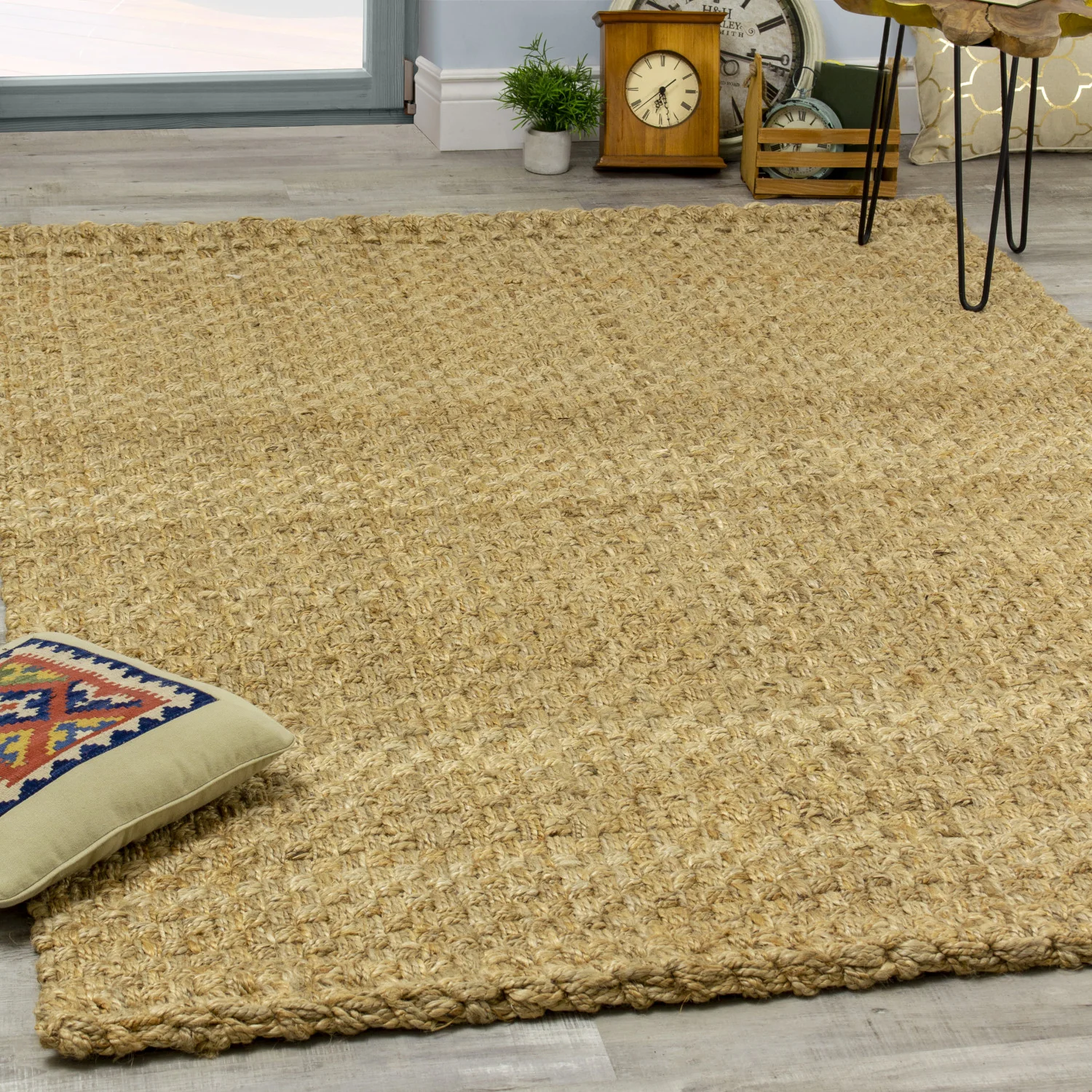 Jute Basketweave Area Rug - 3' X 5' - Beige - Image 3