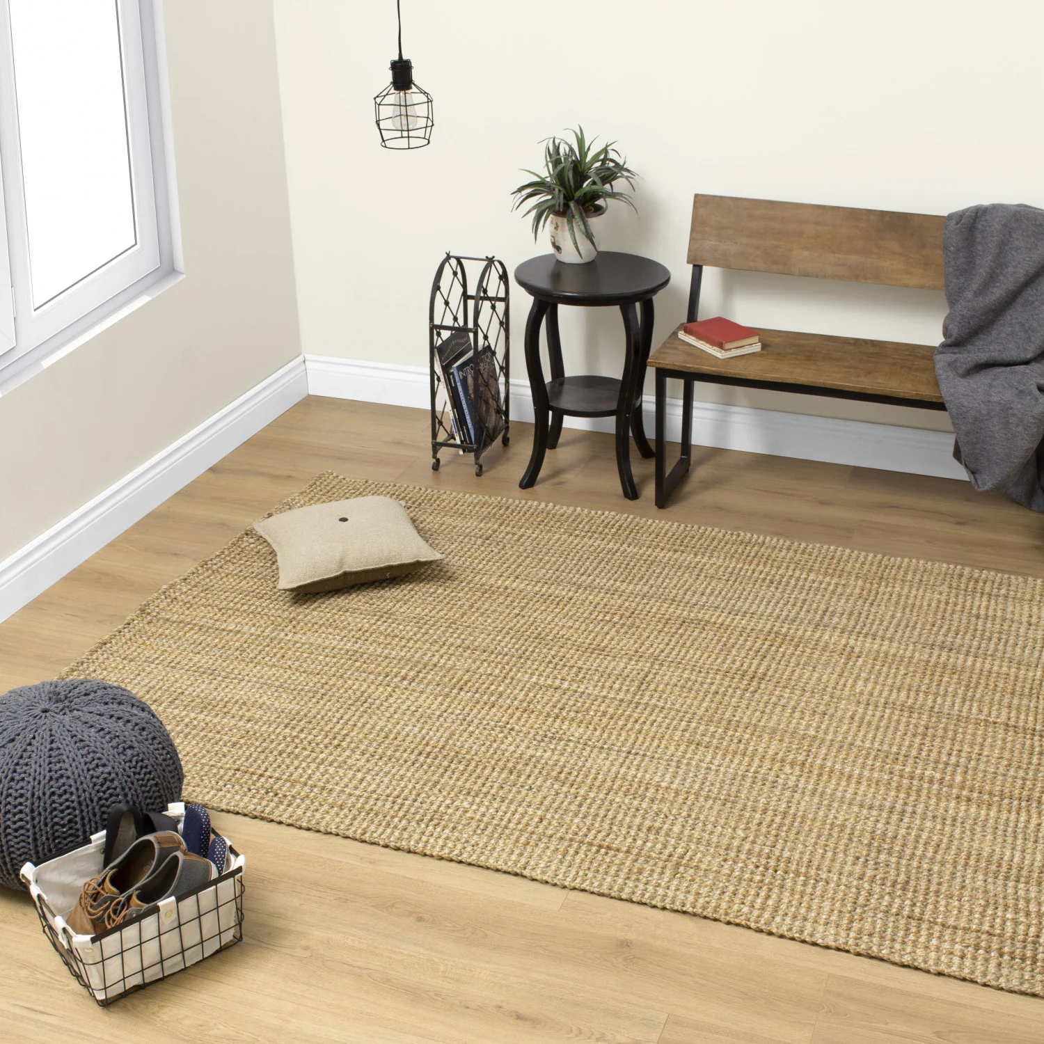 Jute Chunky Boucle Area Rug - 3' X 5' - Beige - Image 2