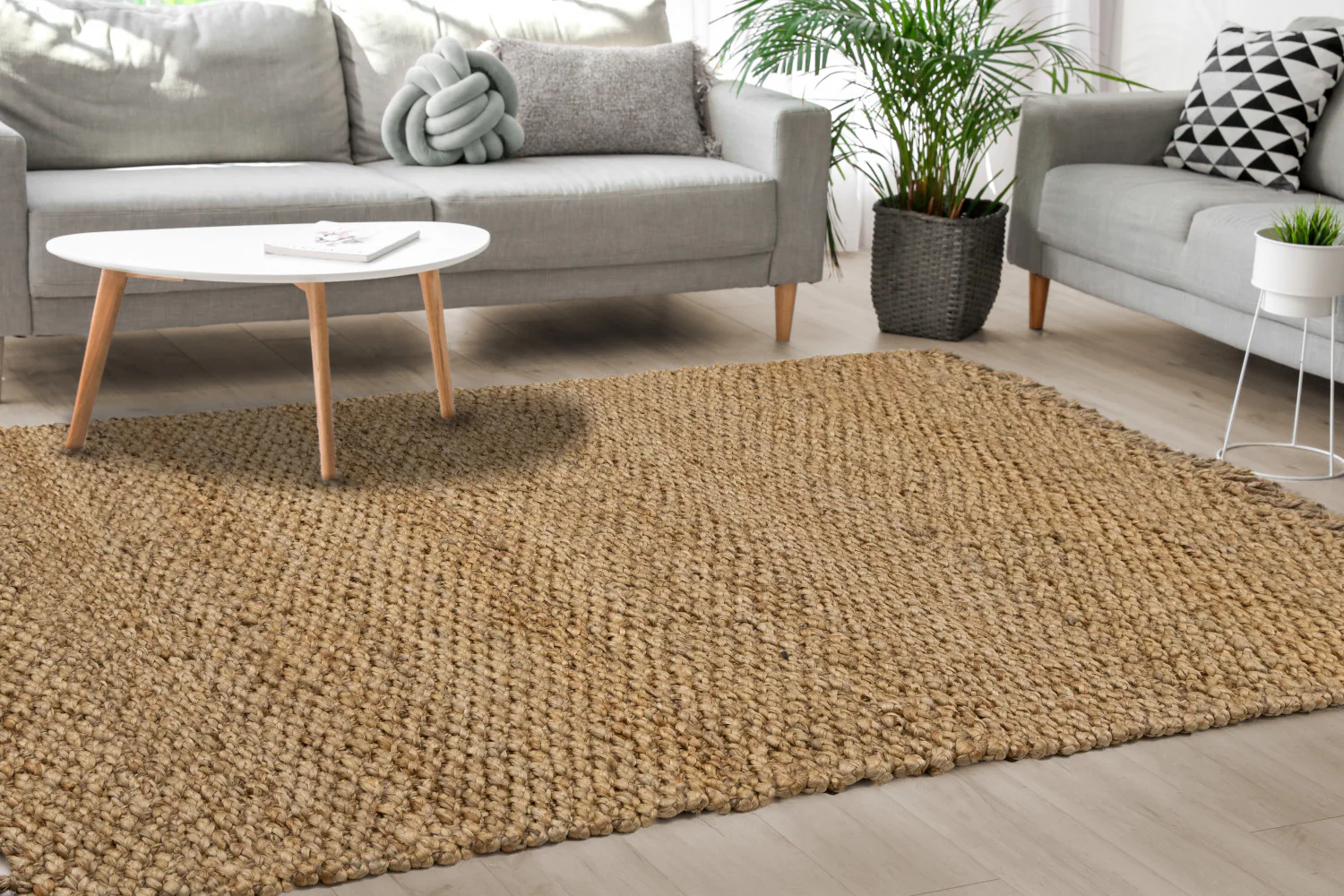 Jute Braided Area Rug - 5' X 8' - Beige - Image 3
